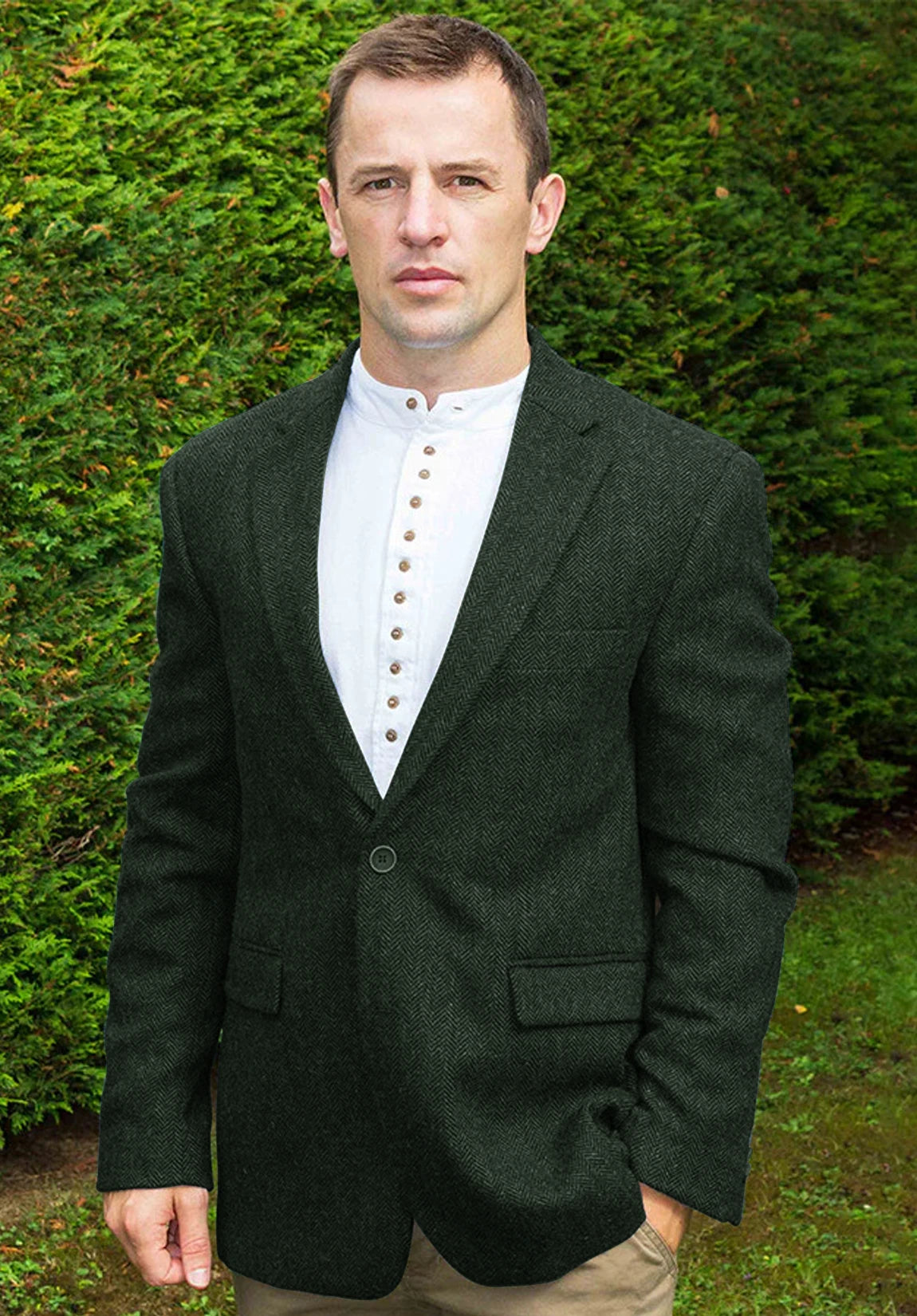 Men's dark green herringbone jacket