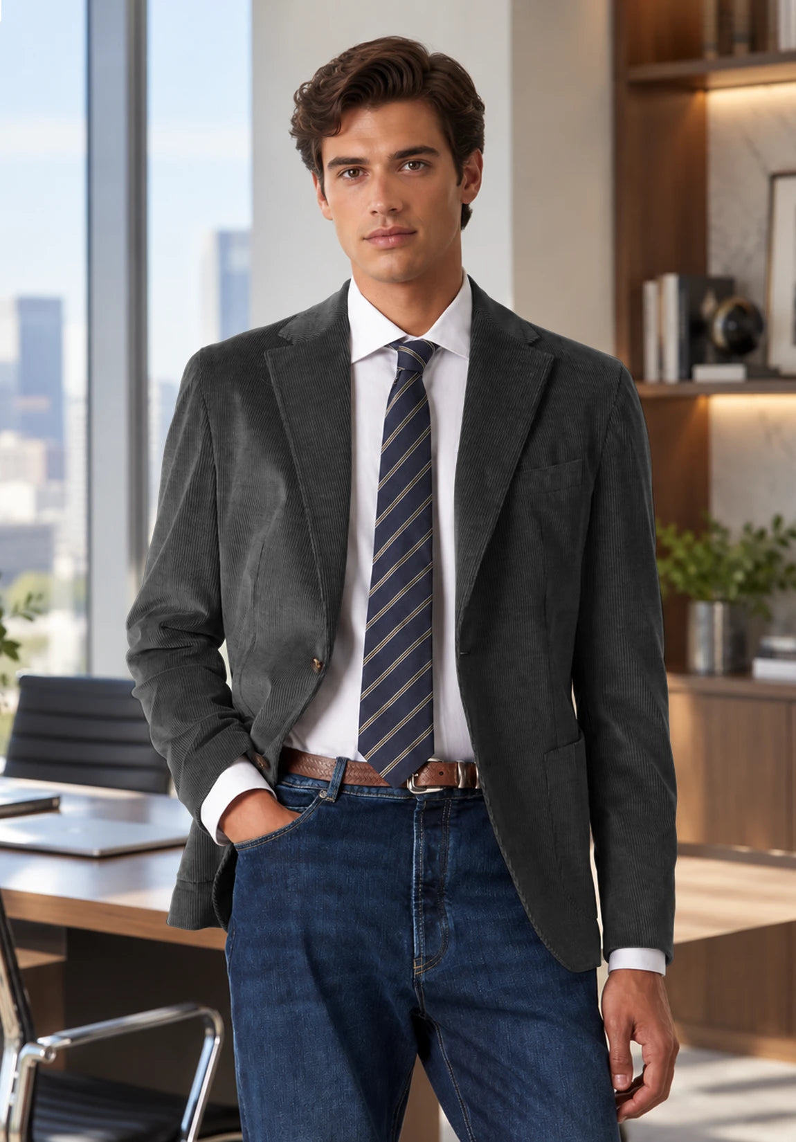 Men's dark grey corduroy jacket
