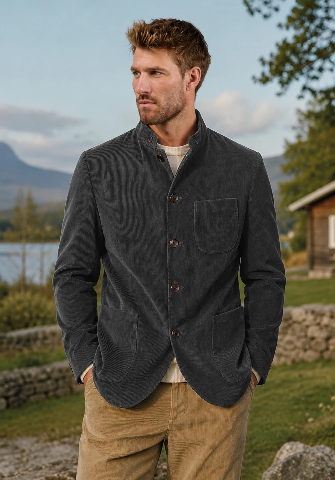 Men's dark grey corduroy jacket