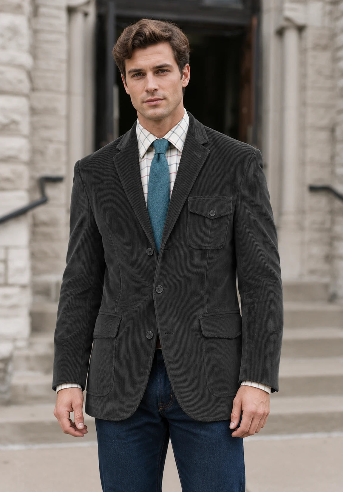 Men's dark grey corduroy jacket