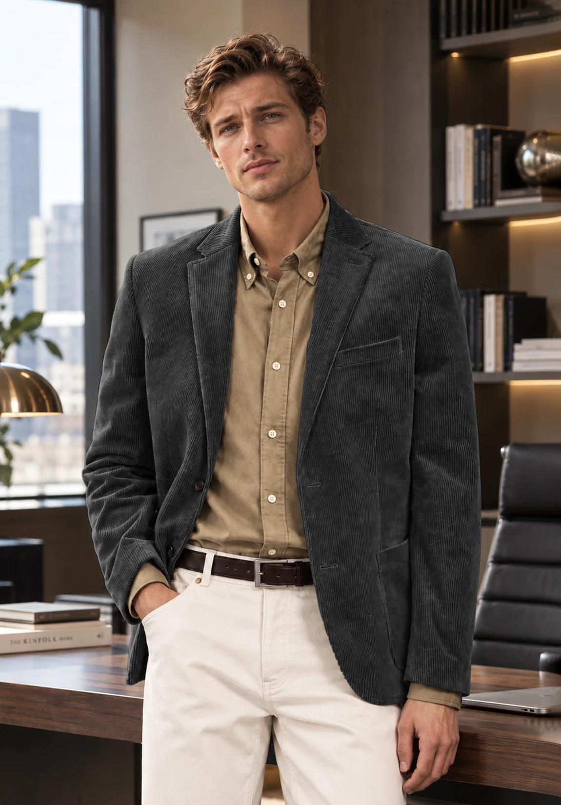Men's dark grey corduroy jacket