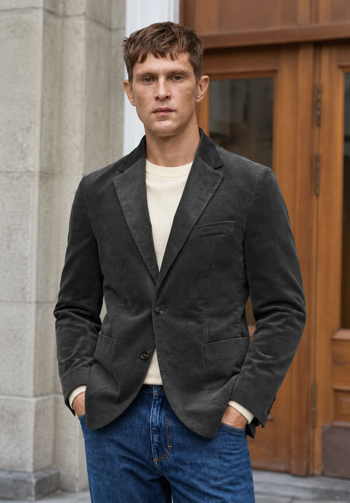Men's dark grey corduroy jacket