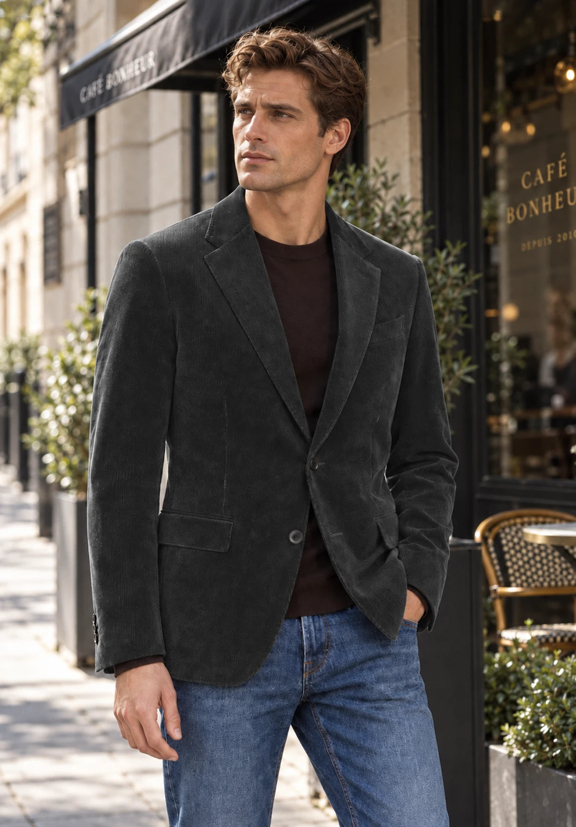 Men's dark grey corduroy jacket