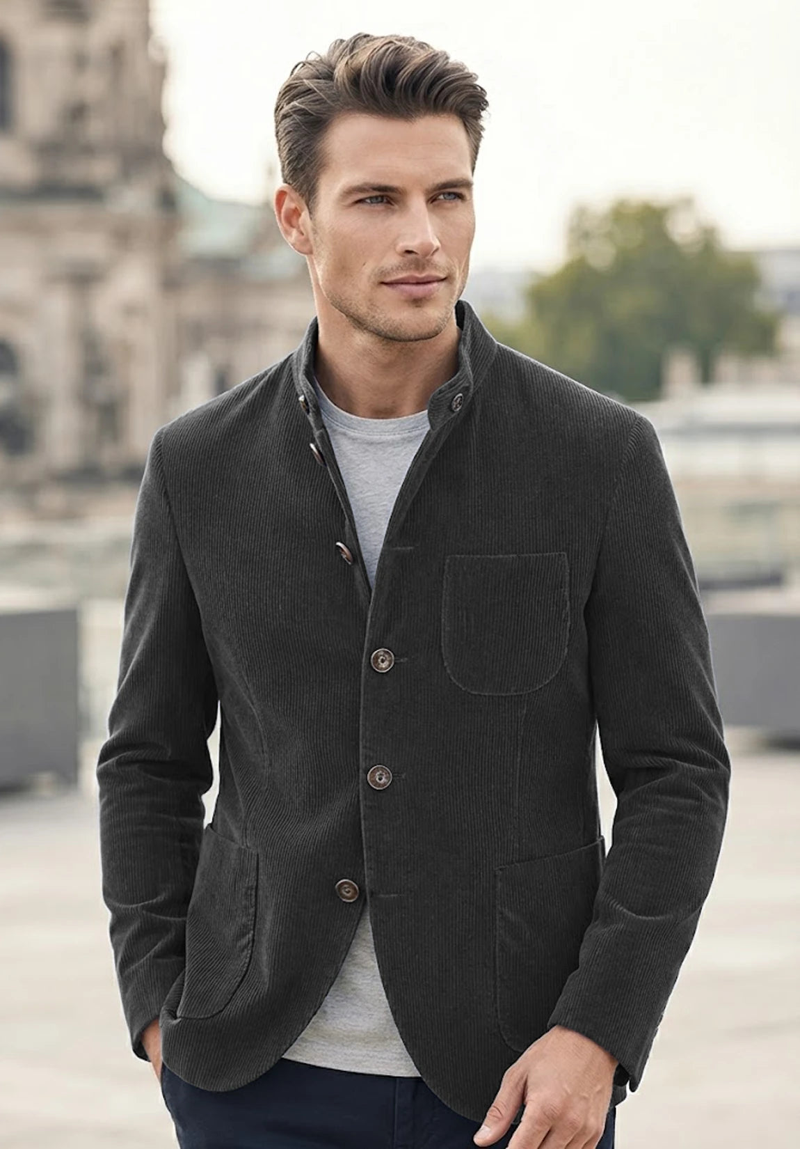 Men's dark grey corduroy jacket