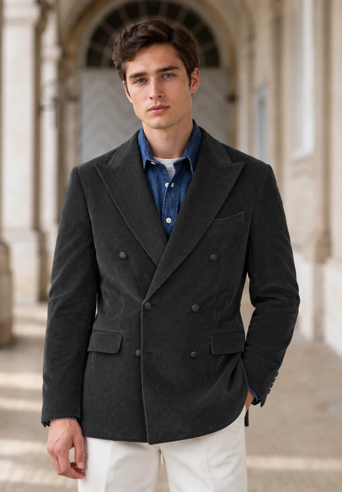 Men's dark grey corduroy jacket