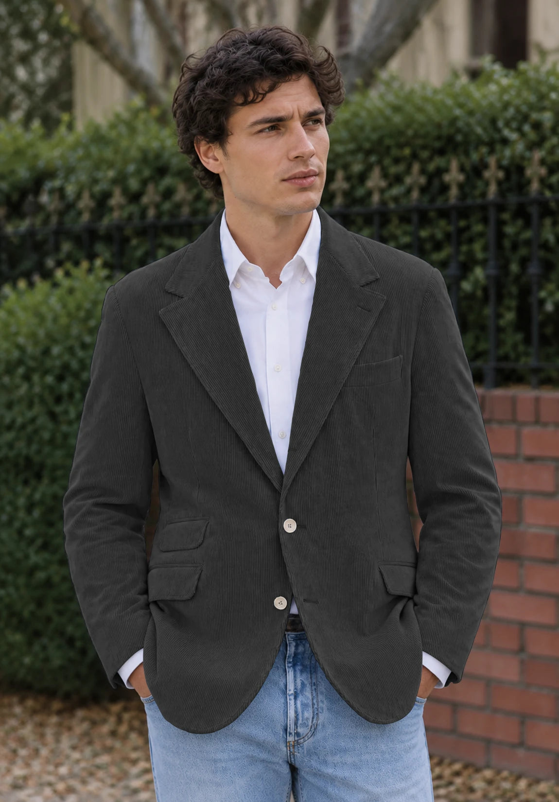 Men's dark grey corduroy jacket