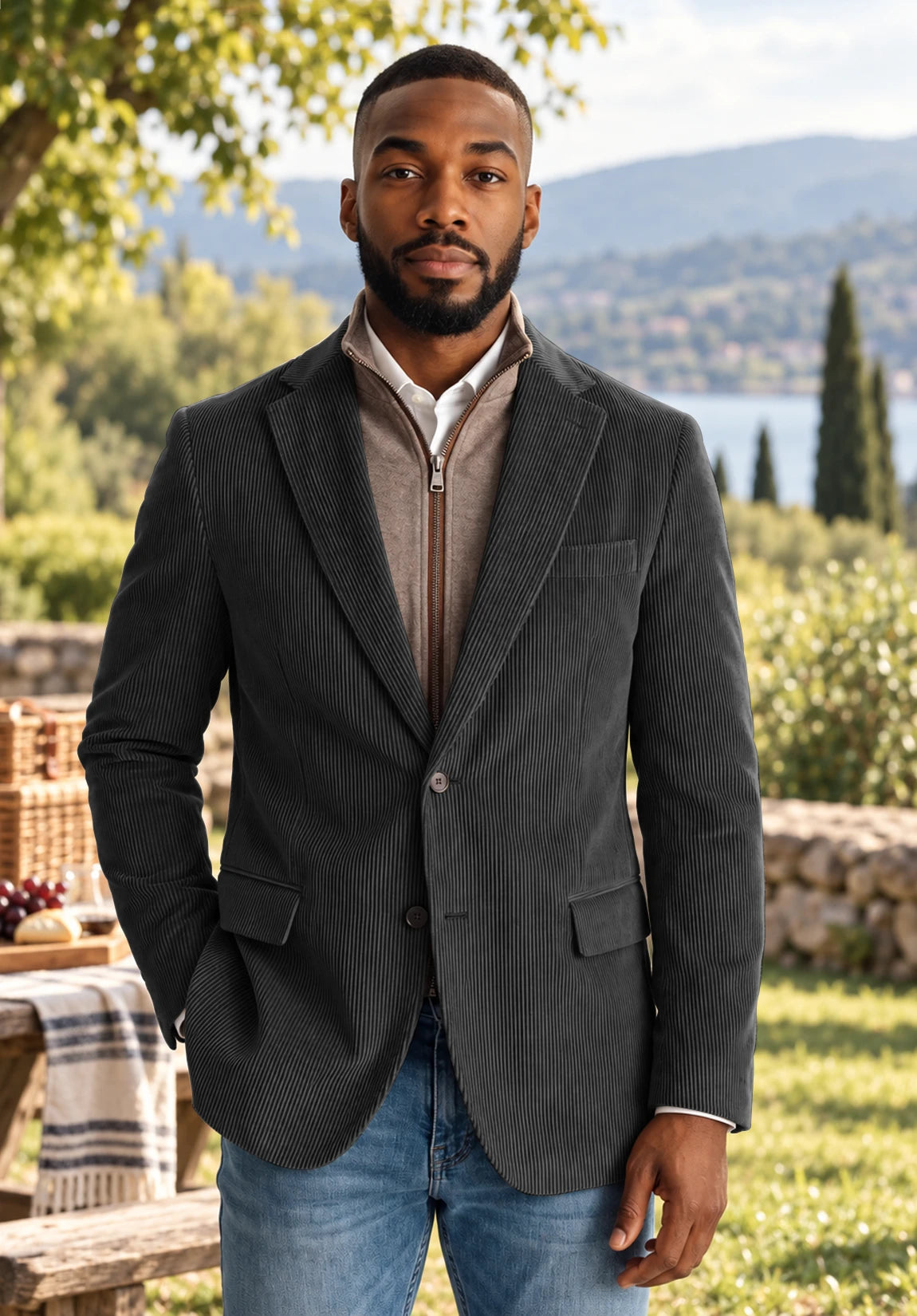 Men's dark grey corduroy jacket