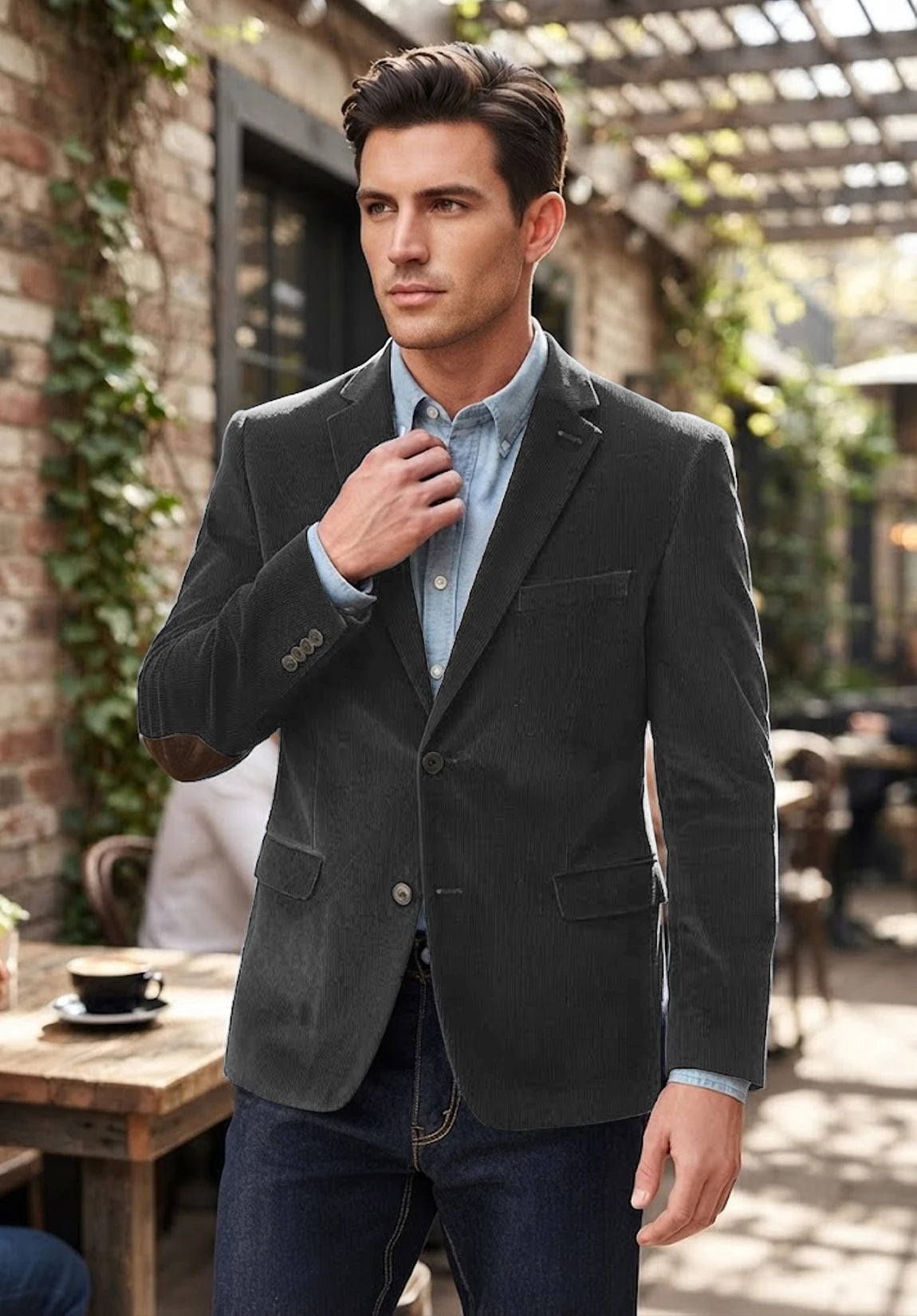 Men's dark grey corduroy jacket