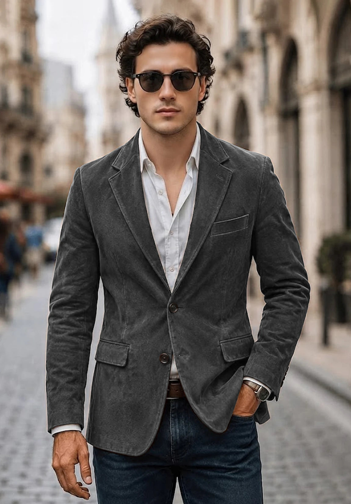 Men's dark gray suede jacket
