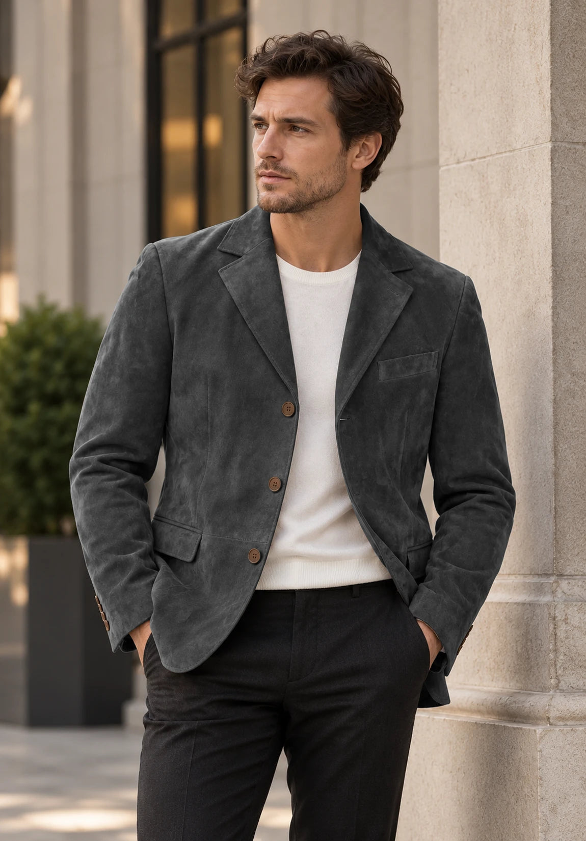 Men's Dark Grey suede jacket