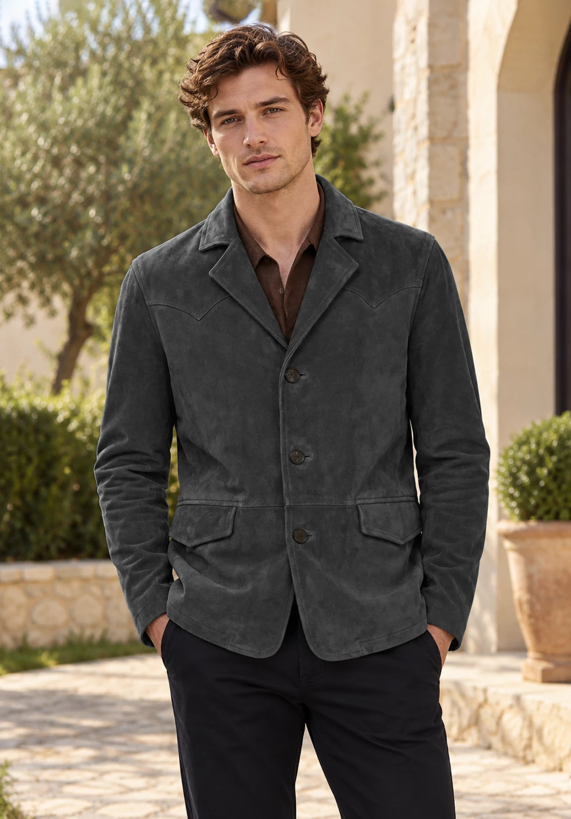 Men's Dark Grey suede jacket
