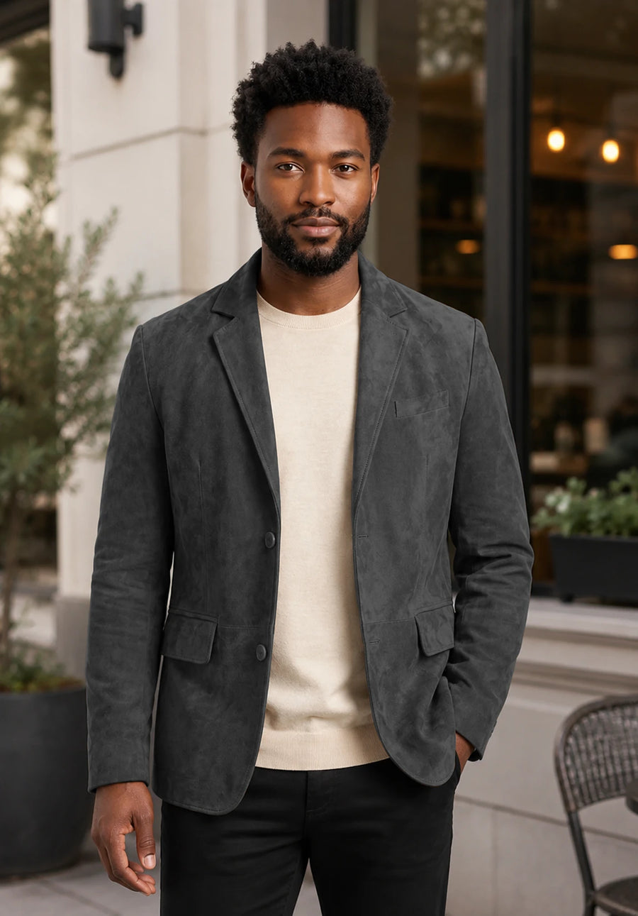 Men's dark grey suede jacket