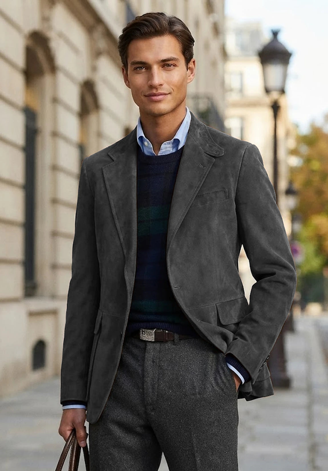 Men's dark gray suede jacket