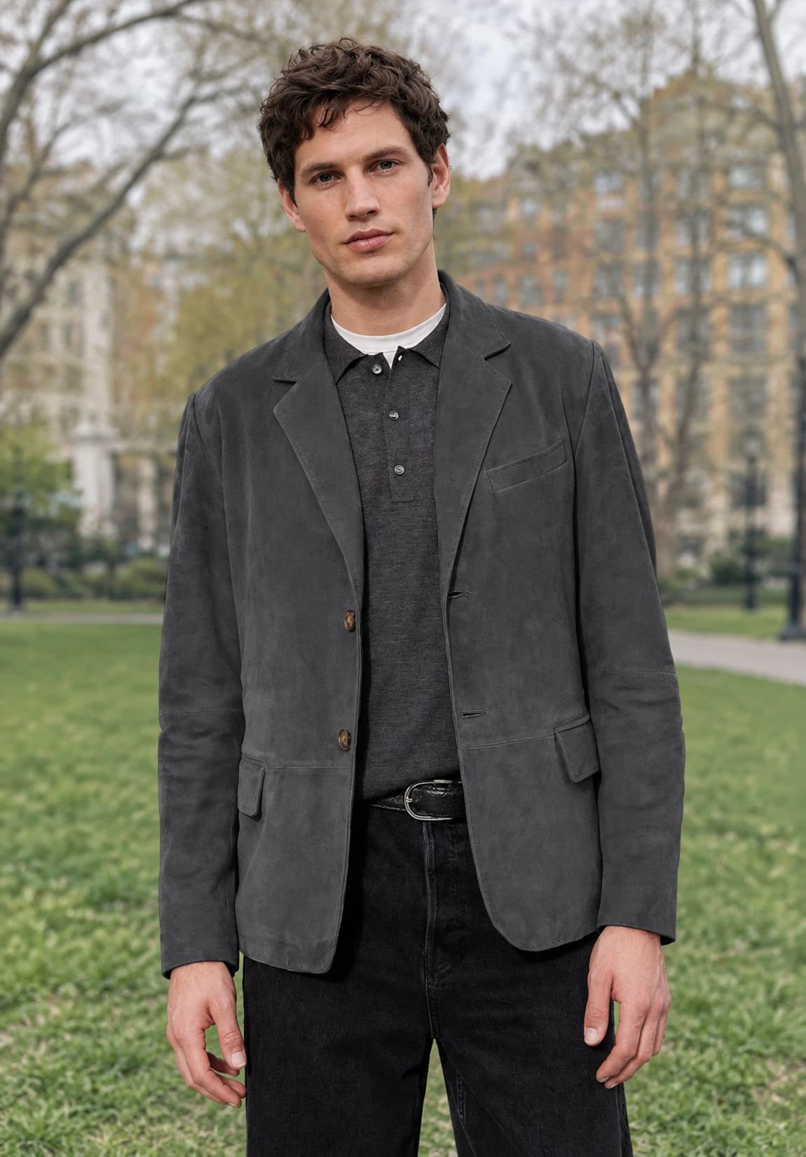 Men's dark grey suede jacket