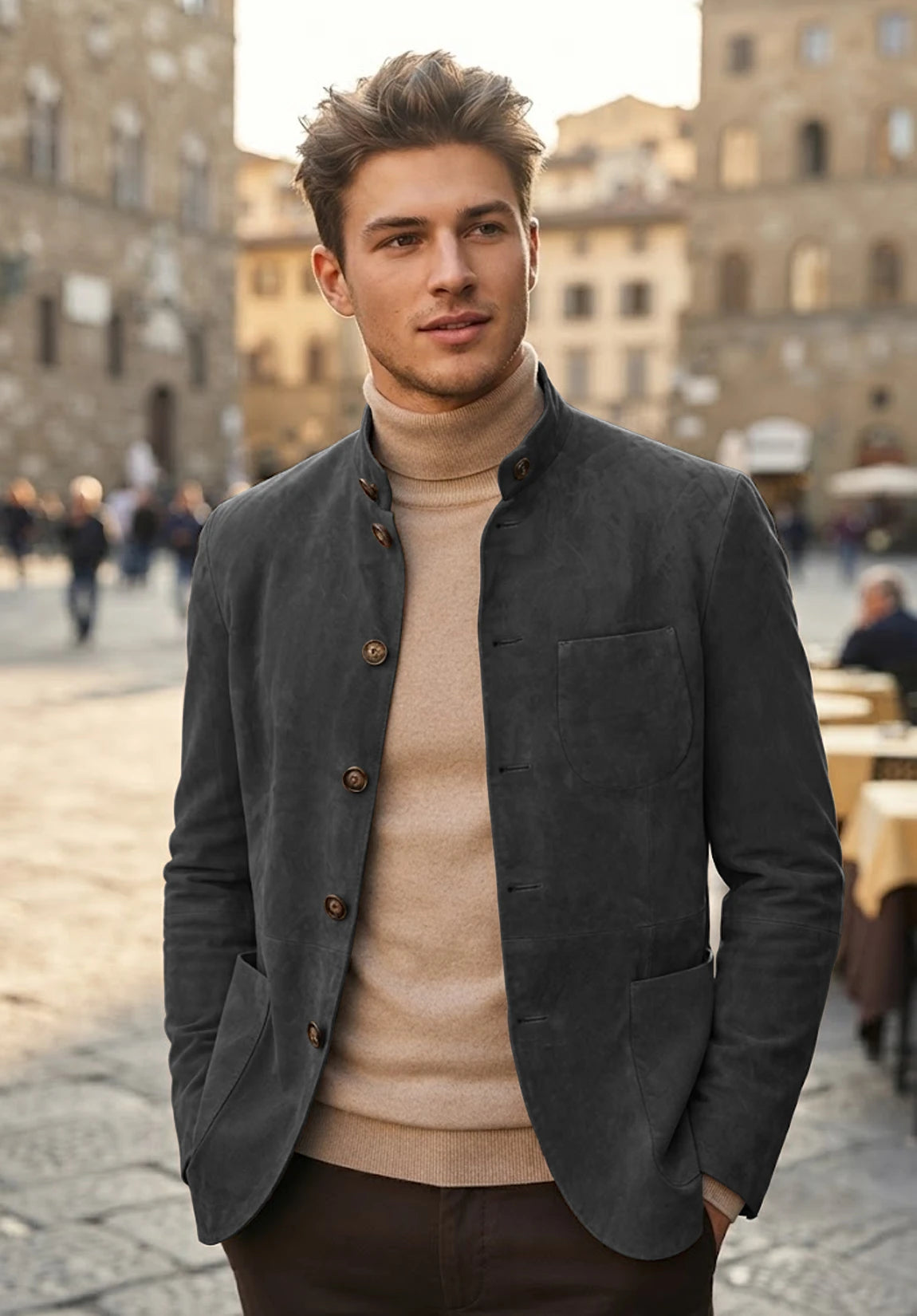 Men's dark grey suede jacket