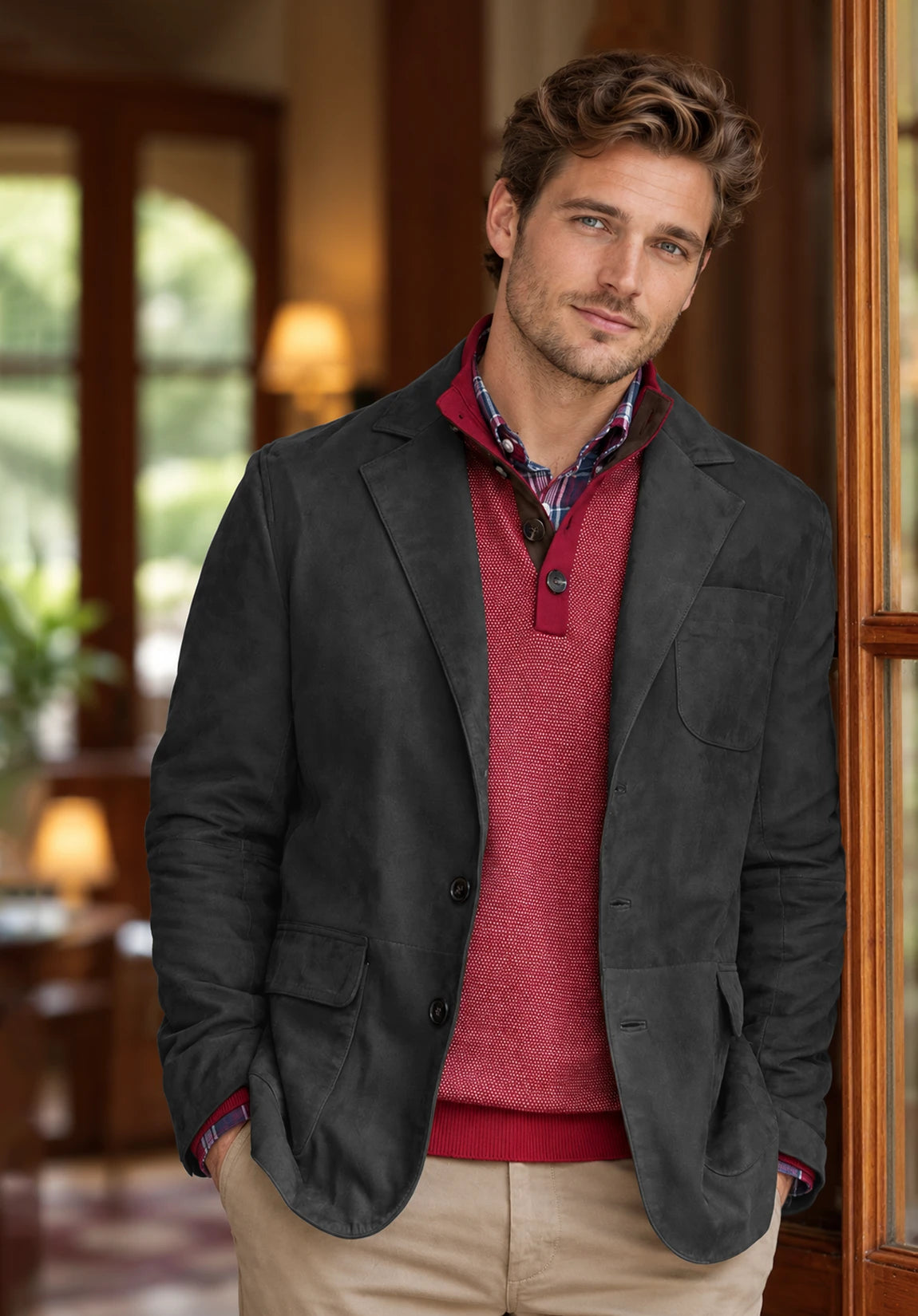 Men's dark grey suede jacket