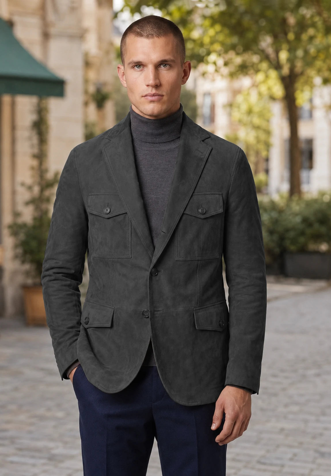 Men's dark grey suede jacket