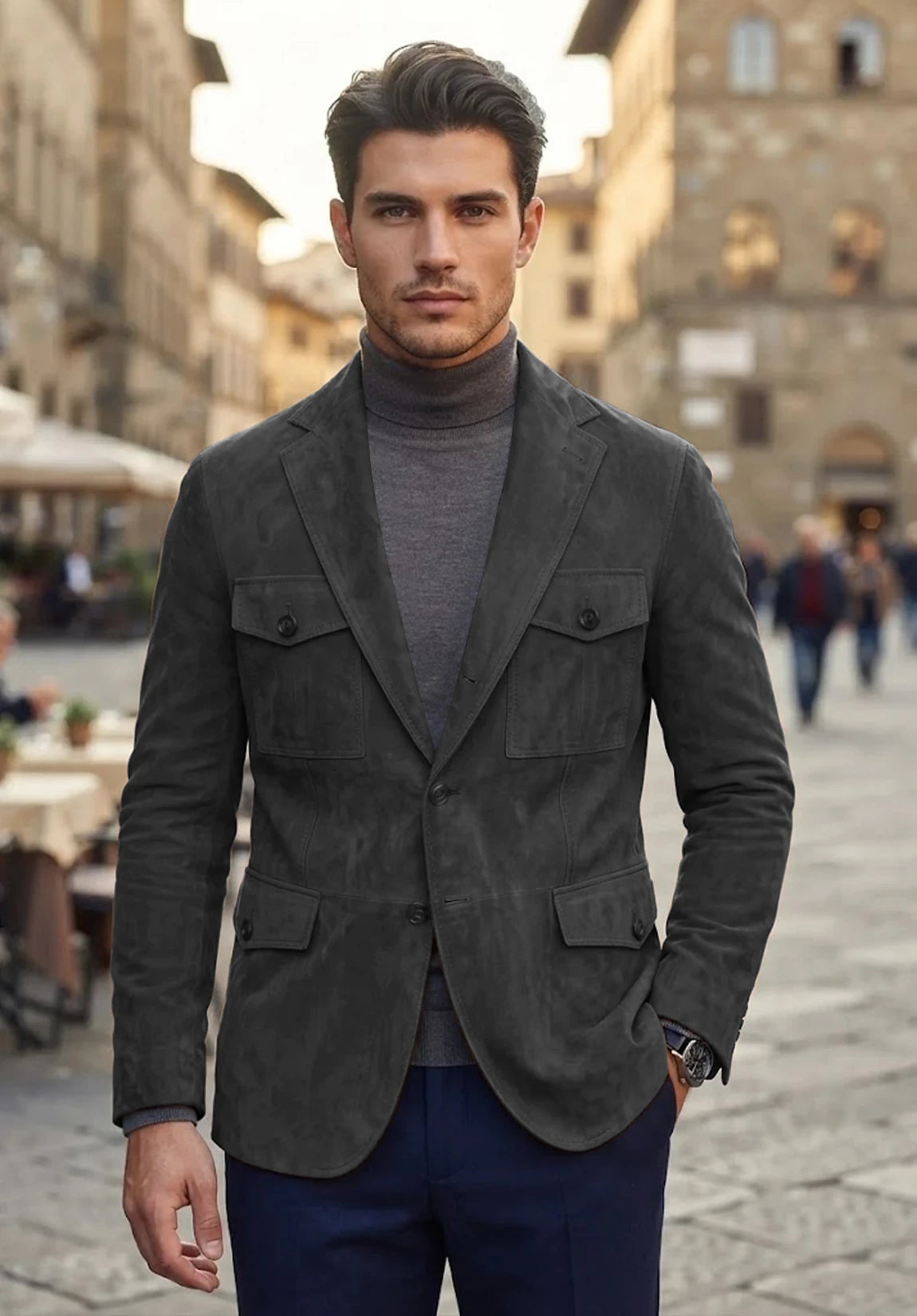 Men's dark grey suede jacket