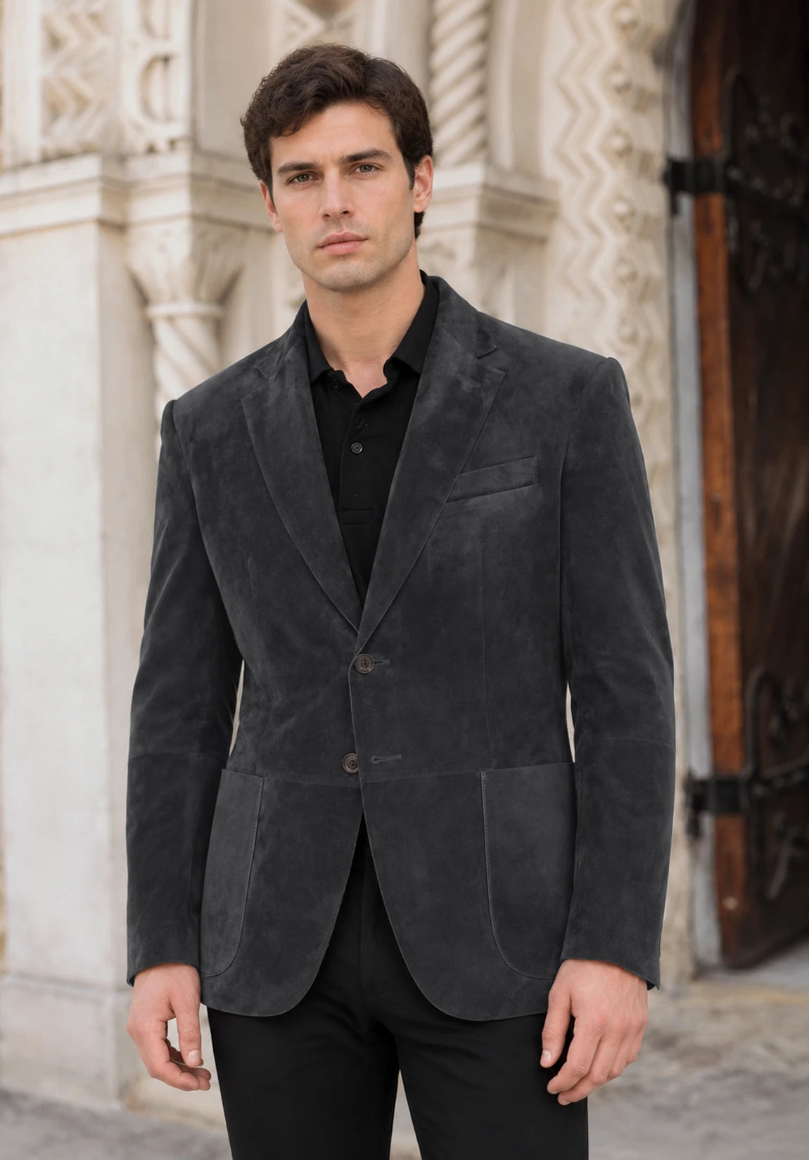 Men's dark grey suede jacket