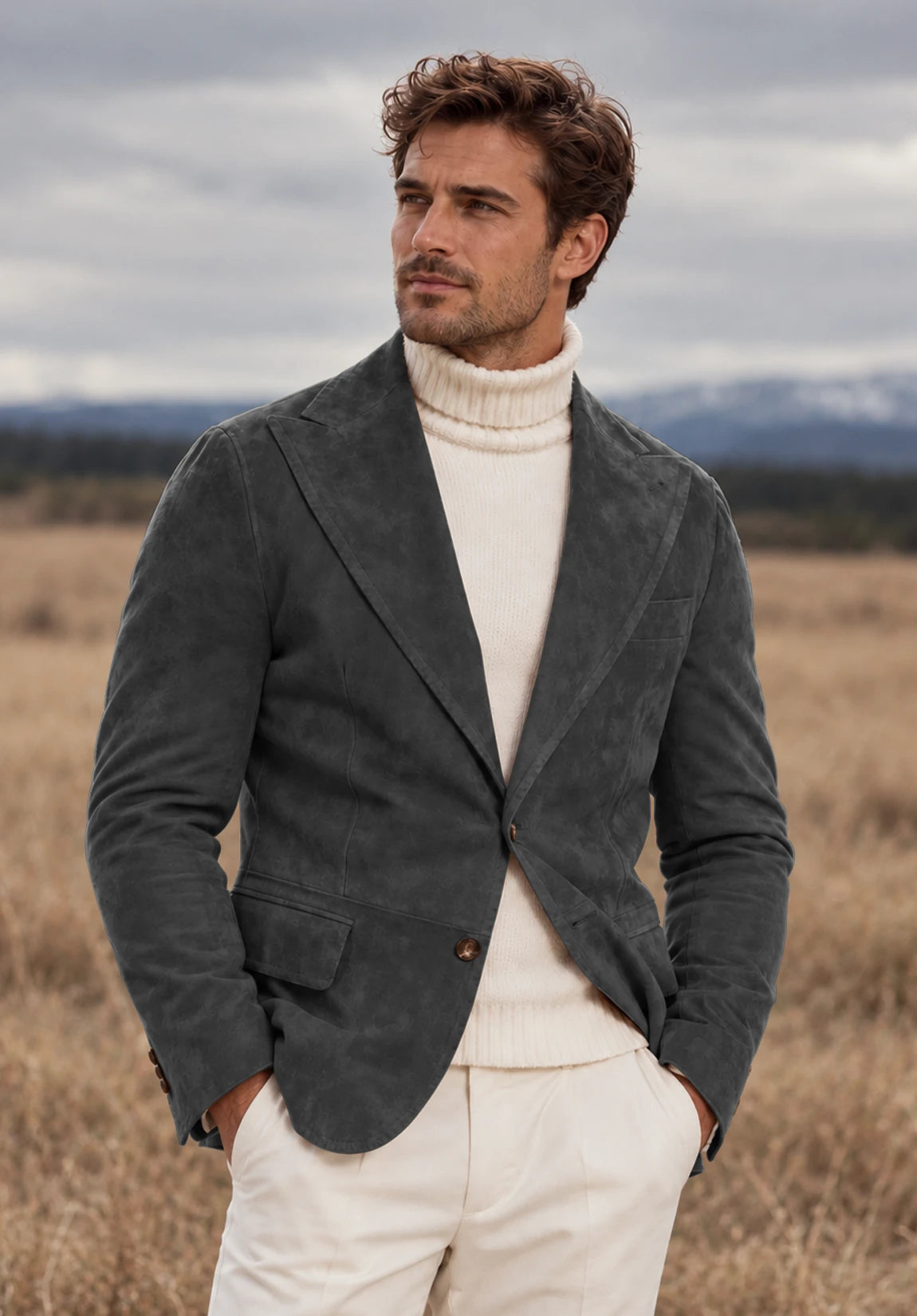 Men's Dark Grey suede jacket