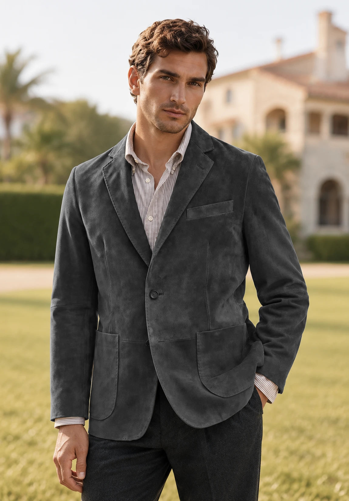 Men's dark grey suede jacket
