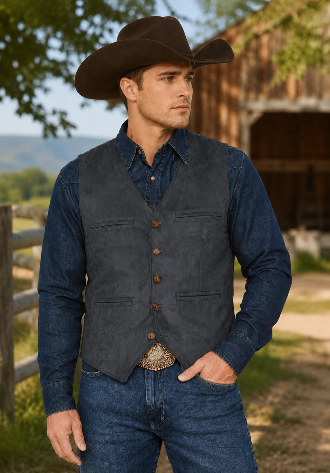 Men's dark gray vest