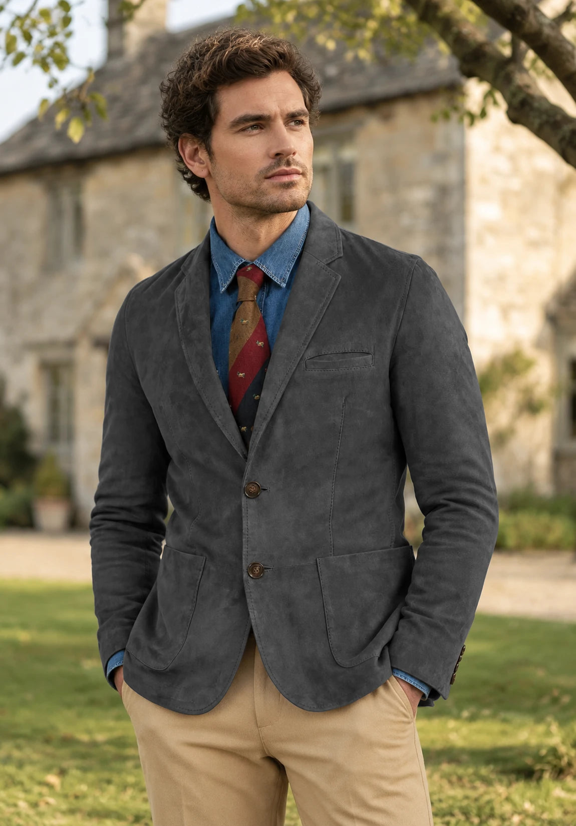 Men's dark grey suede jacket