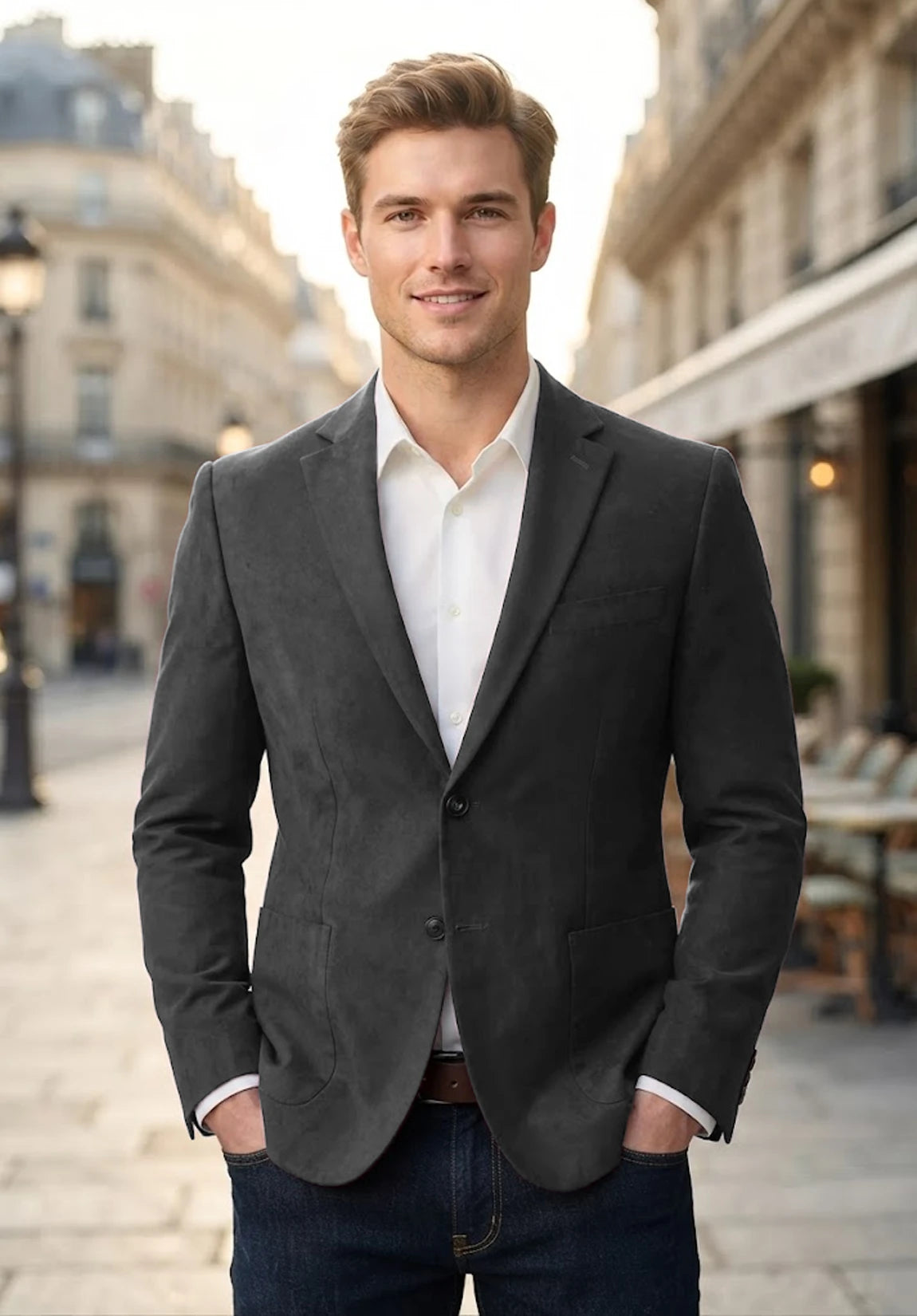 Men's dark grey suede jacket