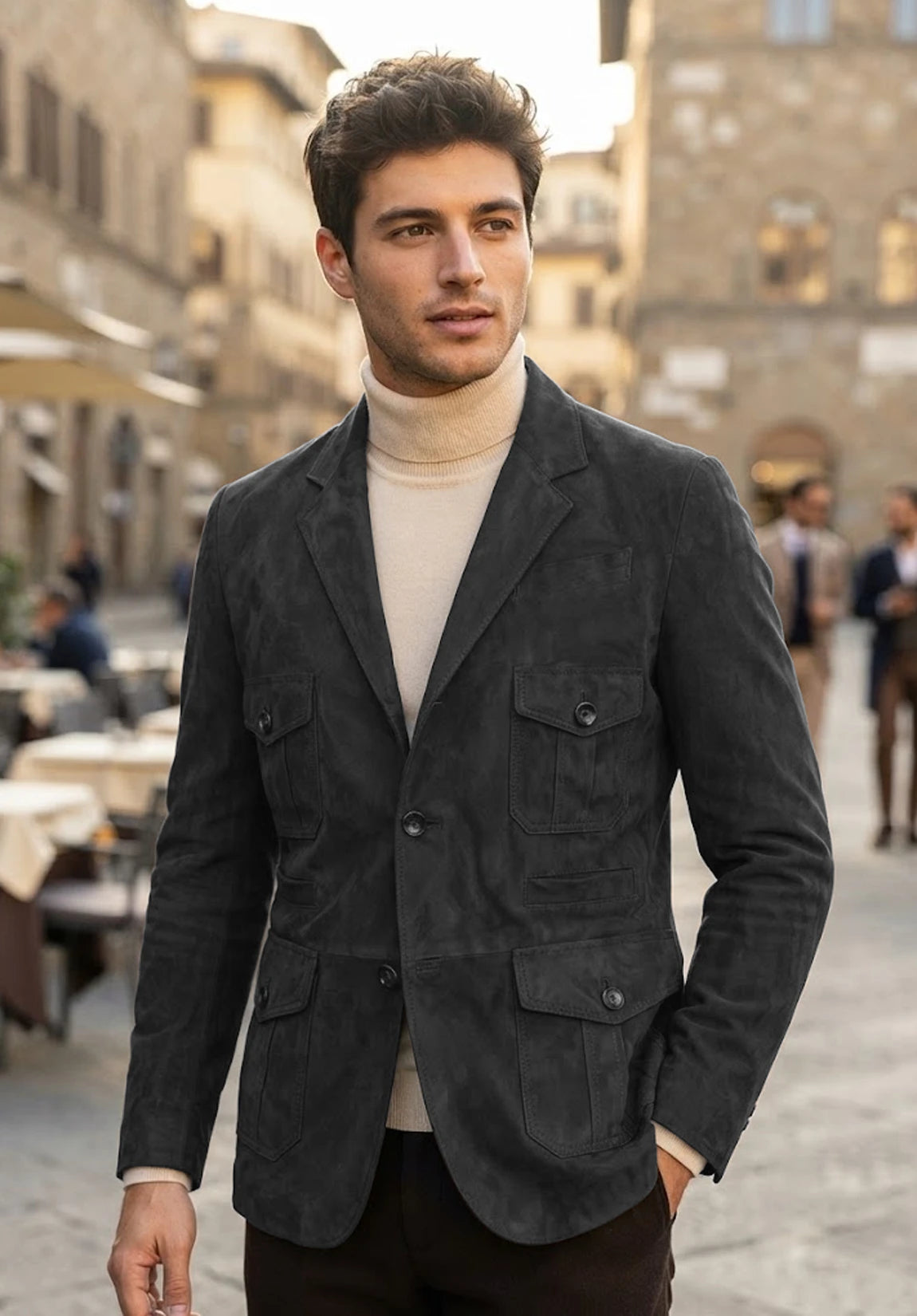 Men's dark grey suede jacket