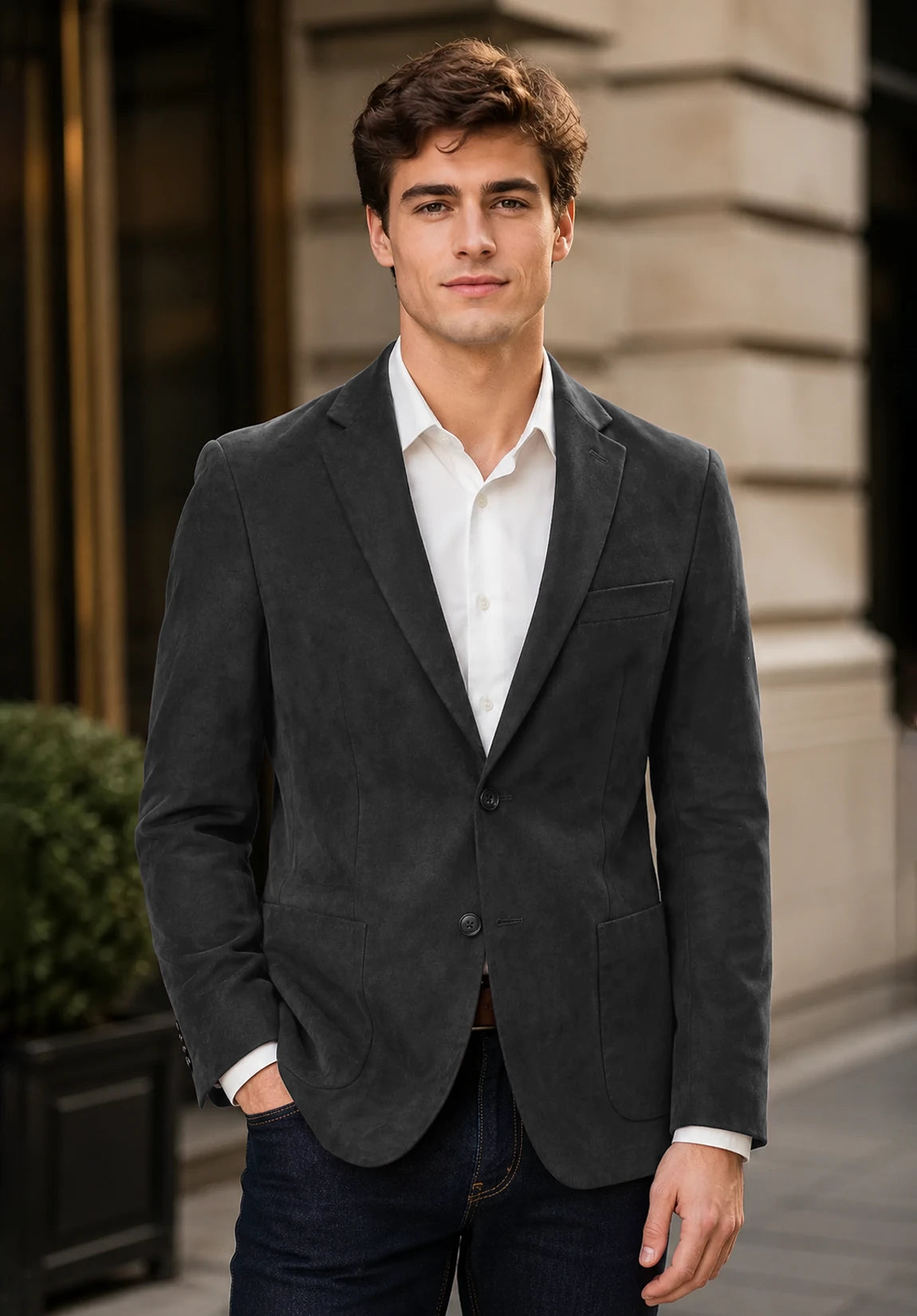 Men's dark grey suede jacket