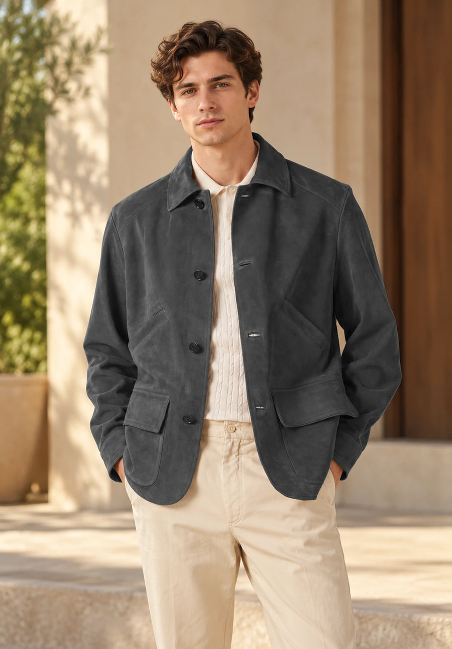 Men's Dark Grey suede jacket