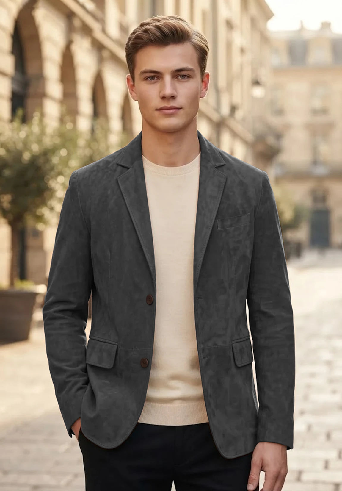 Men's dark grey suede jacket