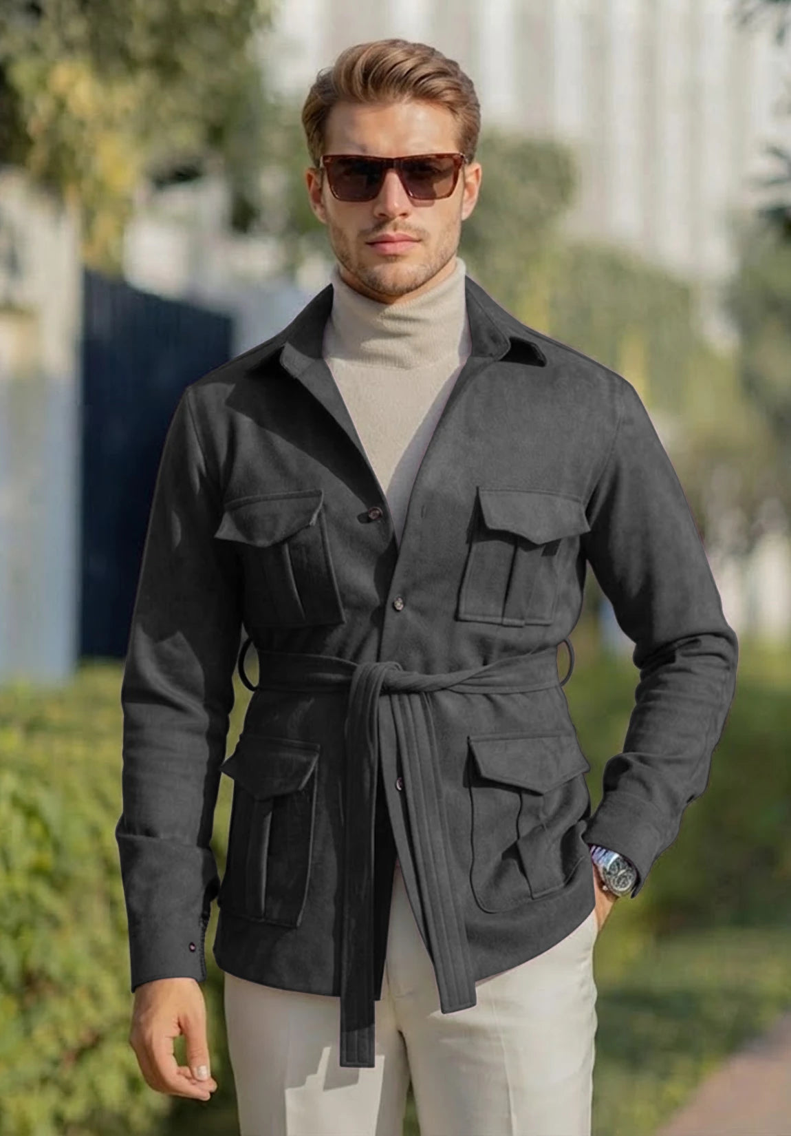 Men's dark grey suede jacket