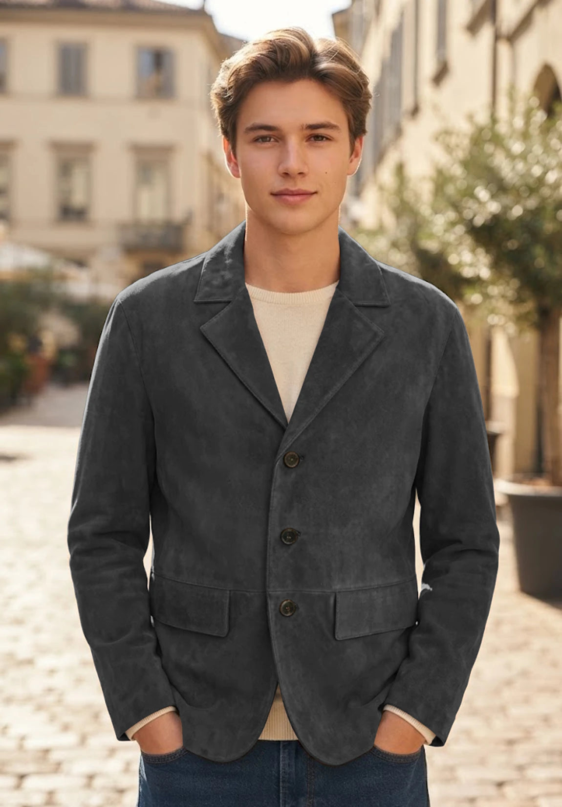 Men's dark grey suede jacket