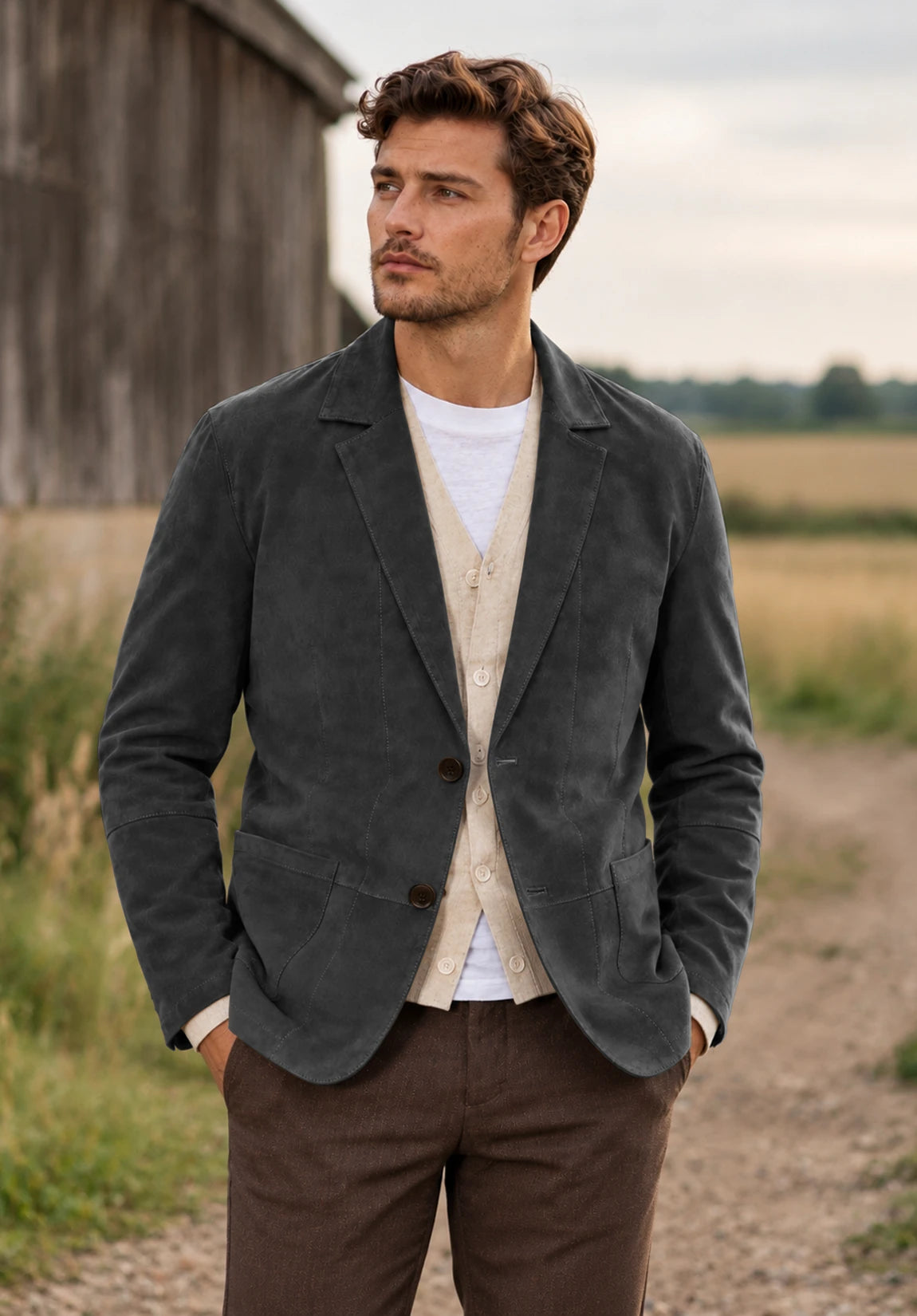 Men's dark grey suede jacket