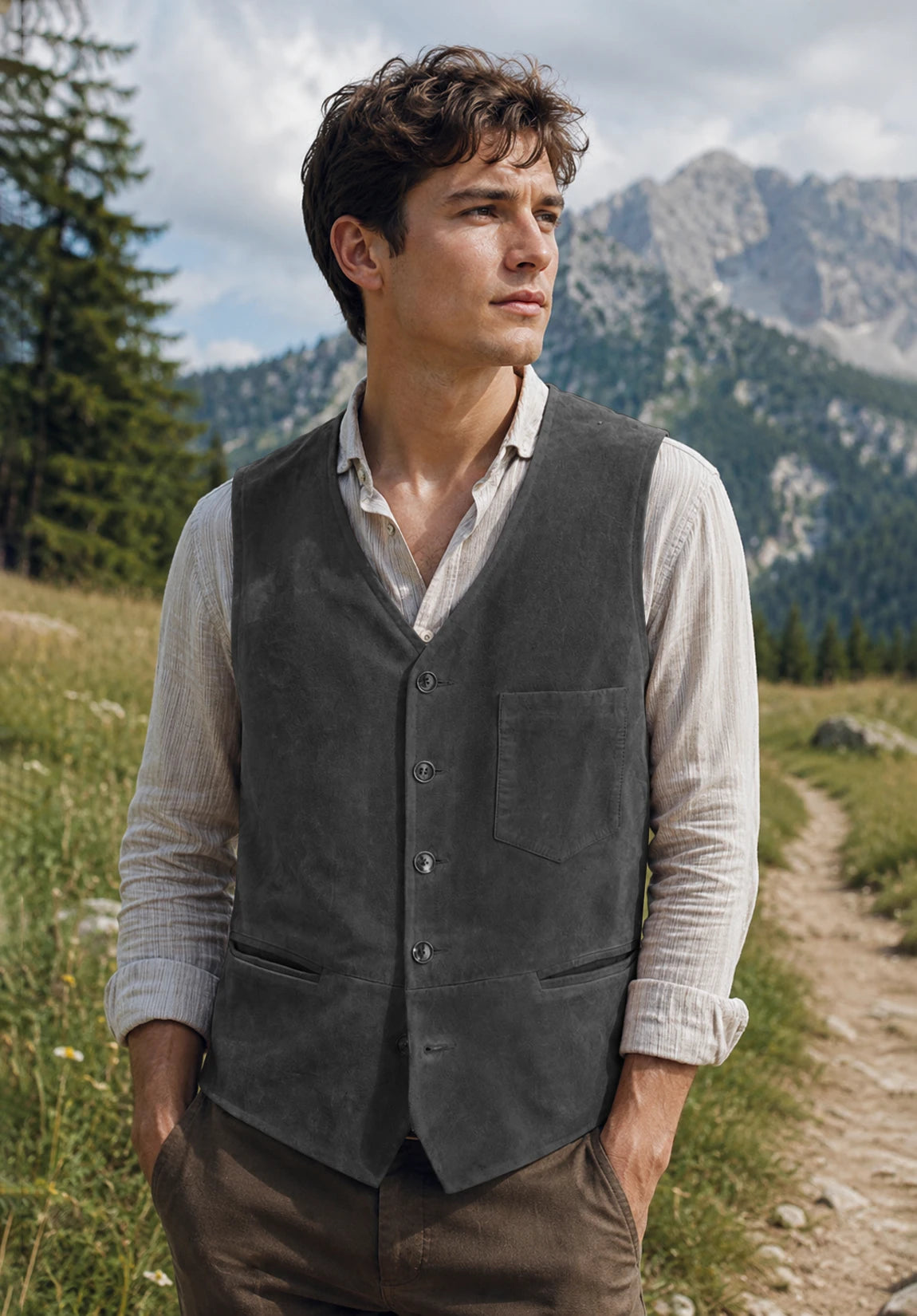 Men's dark gray vest