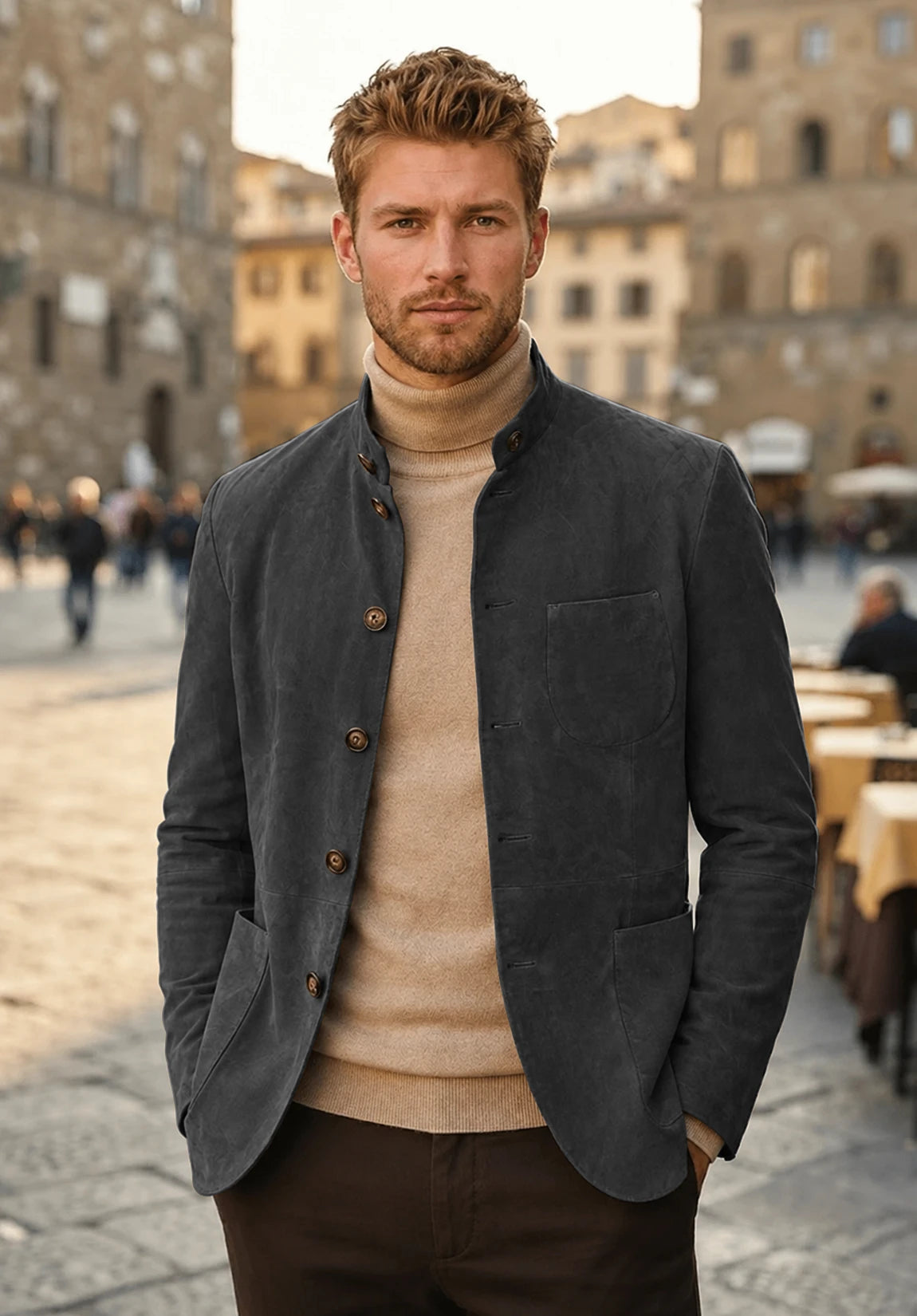 Men's dark grey suede jacket