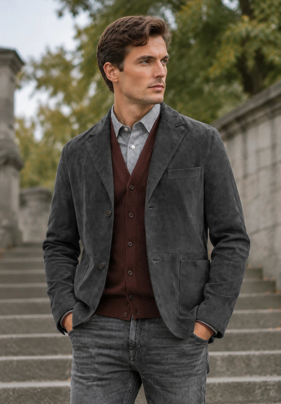 Men's dark grey suede jacket