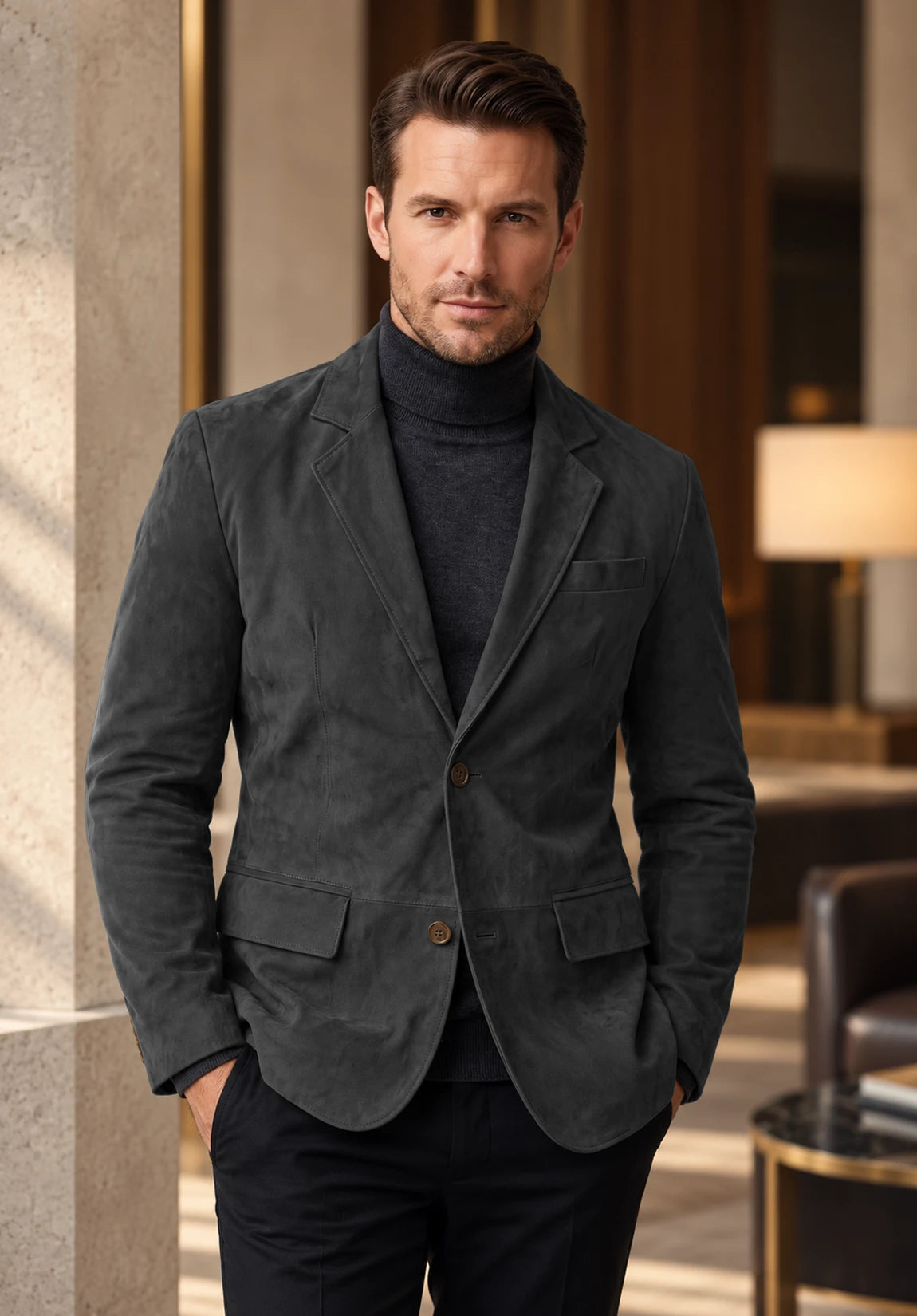 Men's Dark Grey suede jacket