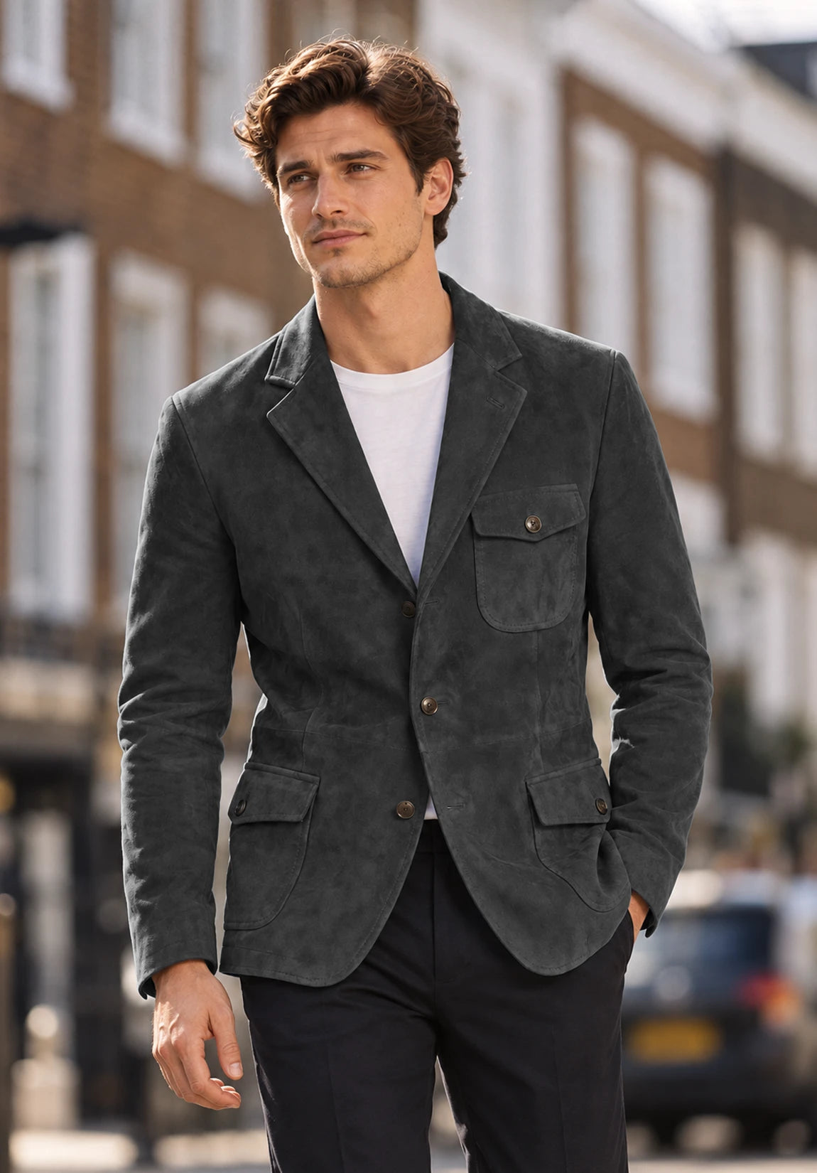Men's Dark Grey suede jacket