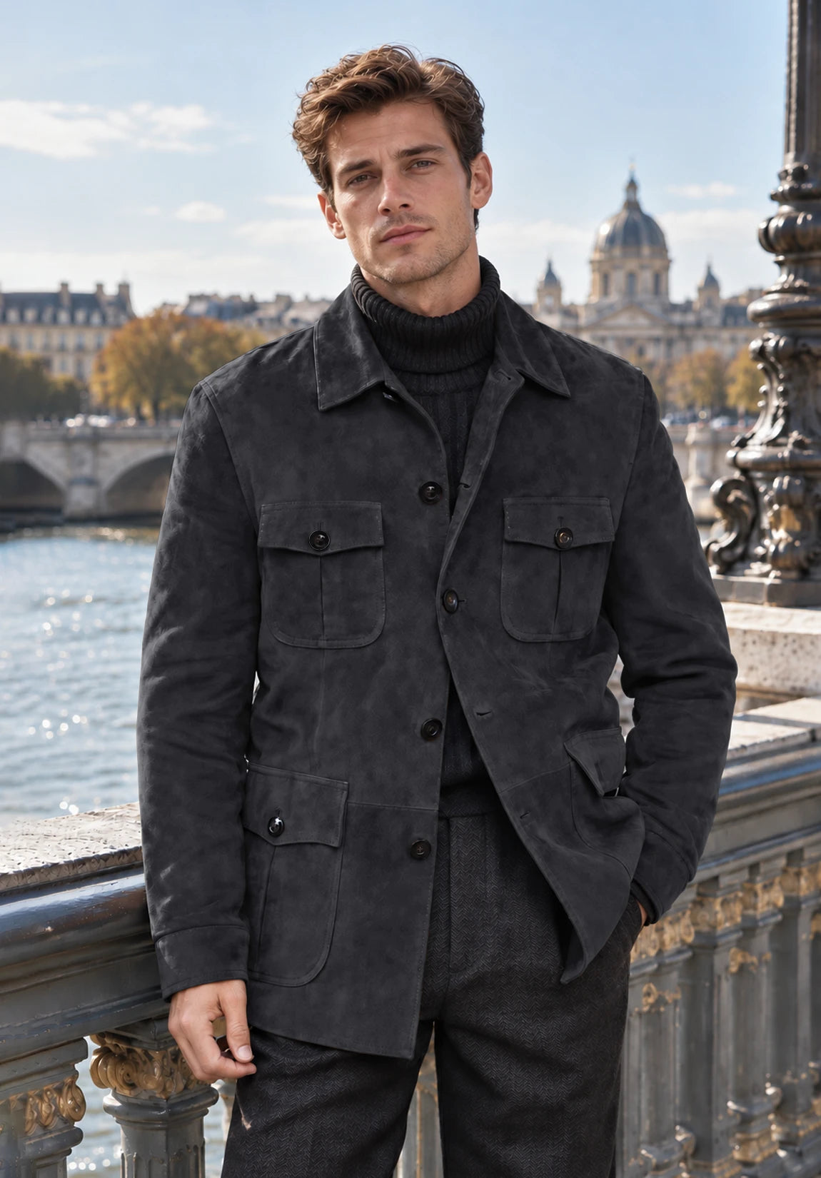 Men's dark grey suede jacket