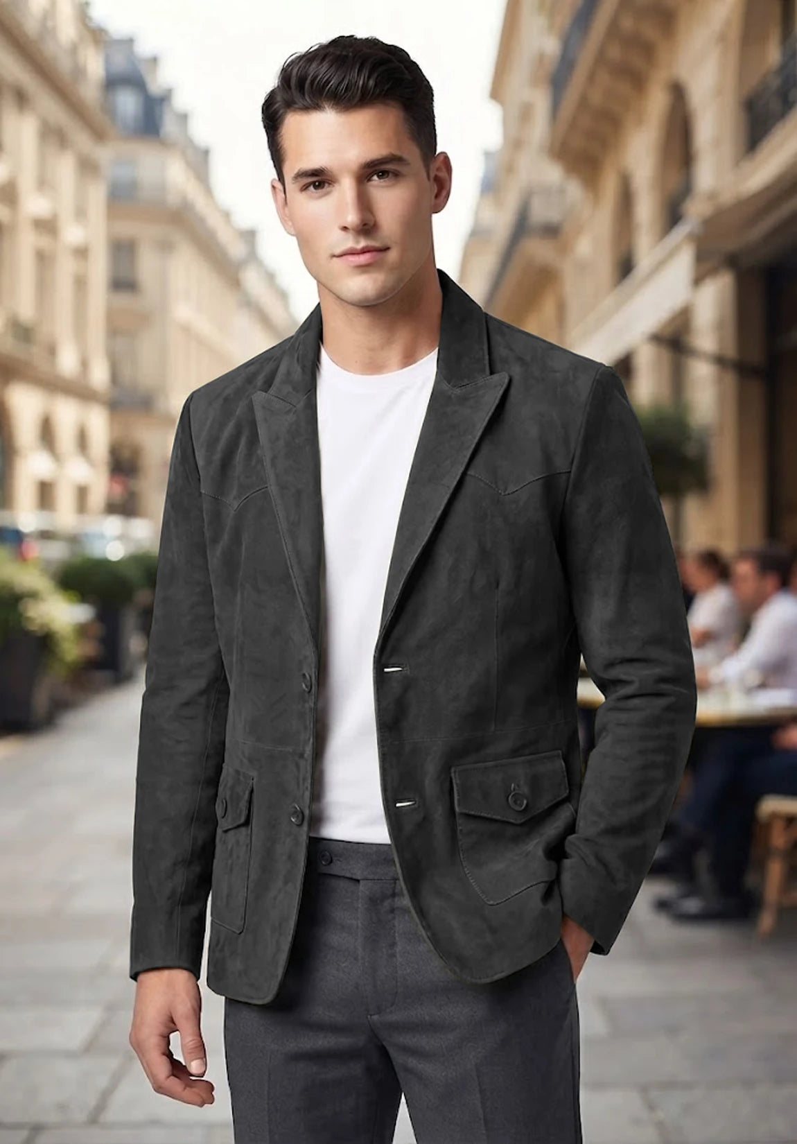 Men's dark grey suede jacket