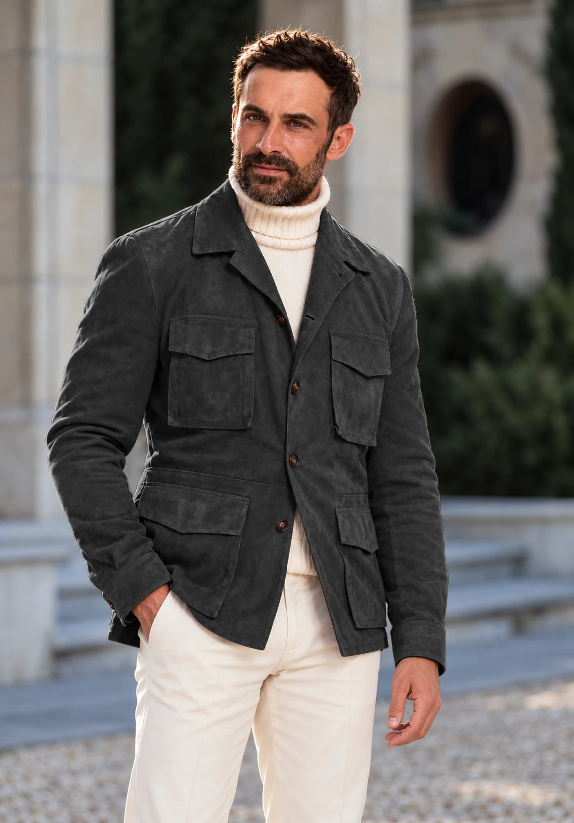 Men's Dark Grey suede jacket
