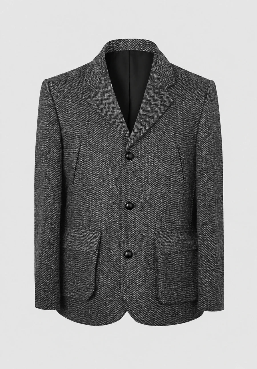 Men's dark gray herringbone jacket
