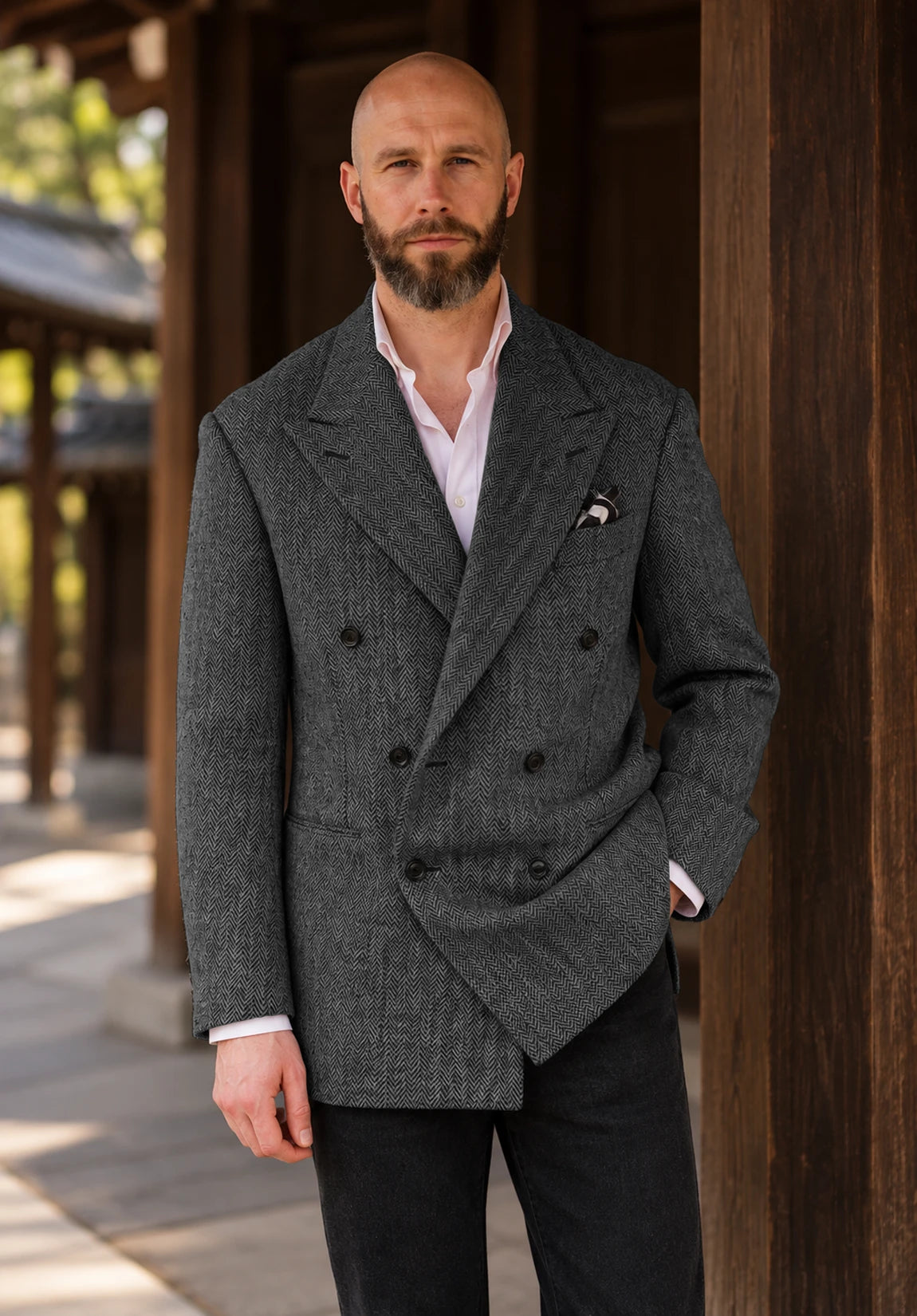Men's dark gray herringbone jacket