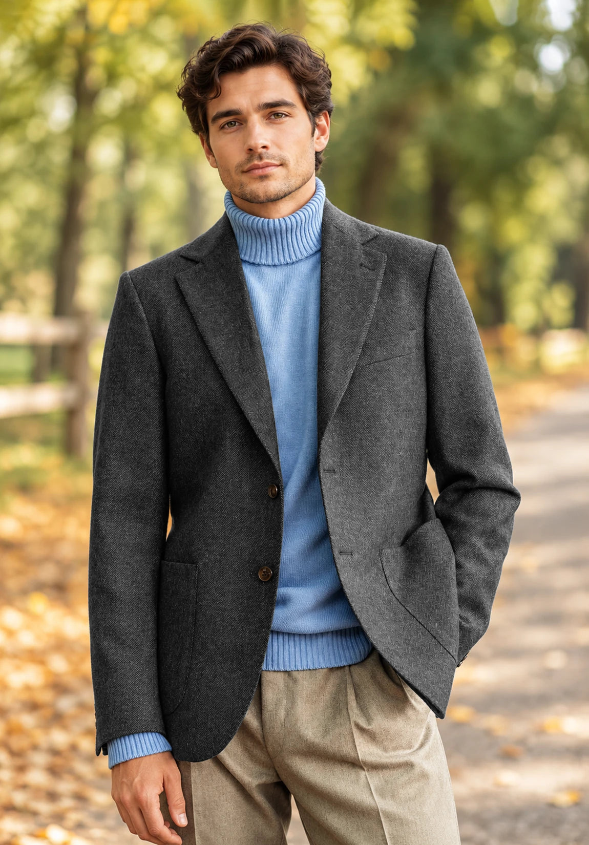 Men's dark grey herringbone jacket