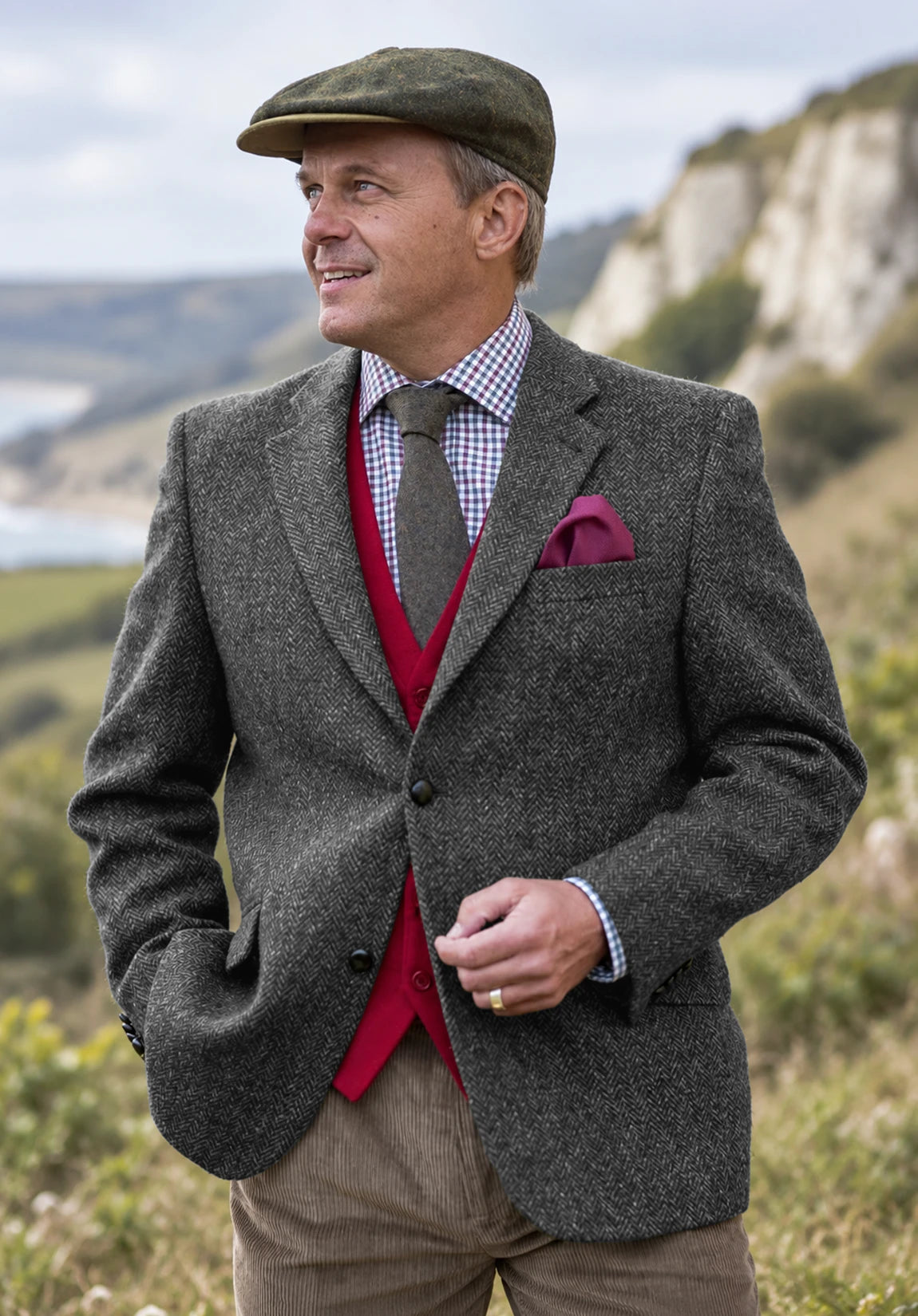 Men's dark grey herringbone jacket