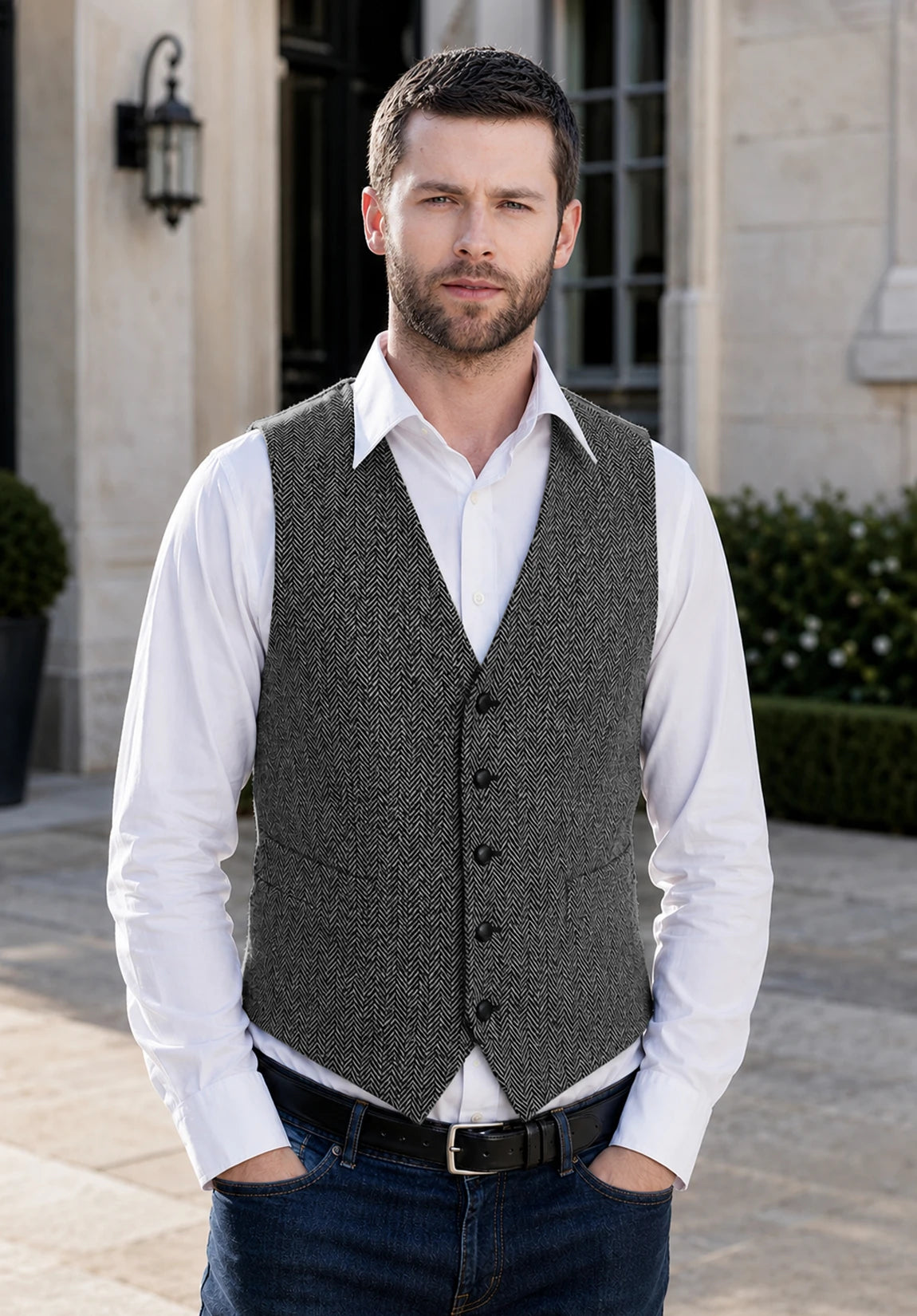 Men's dark gray vest