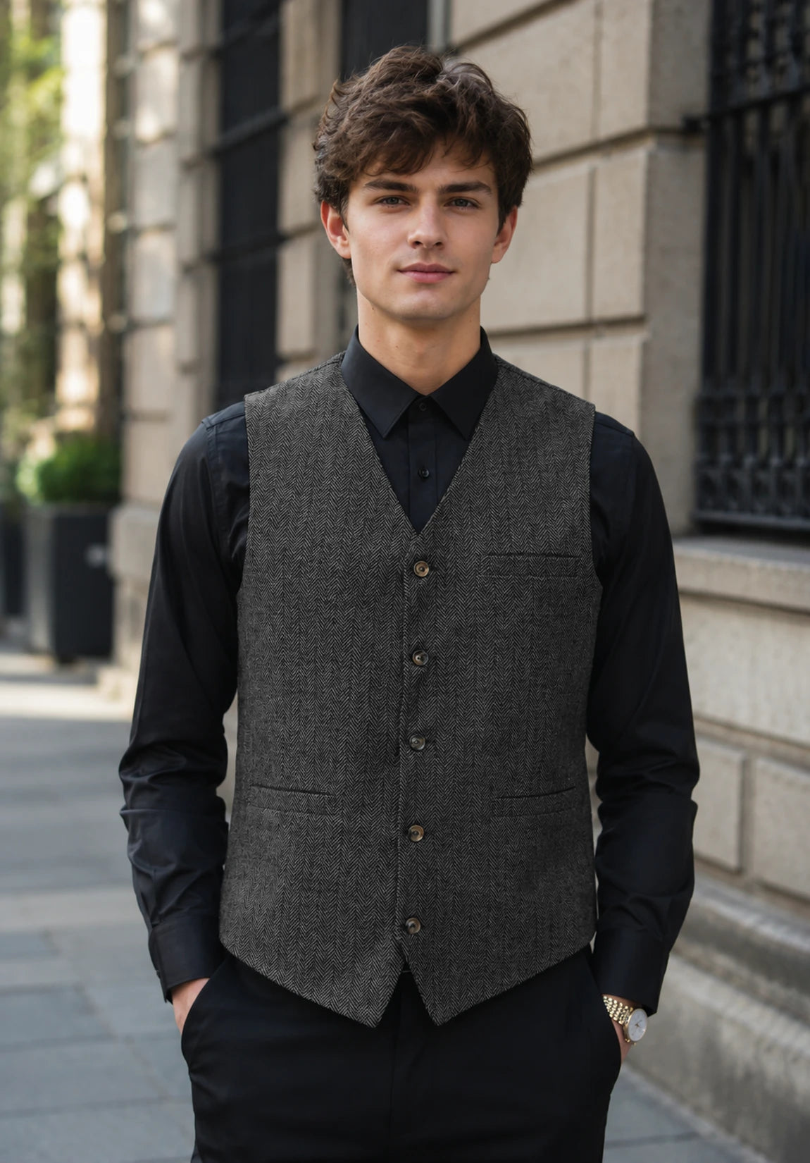 Men's dark gray vest