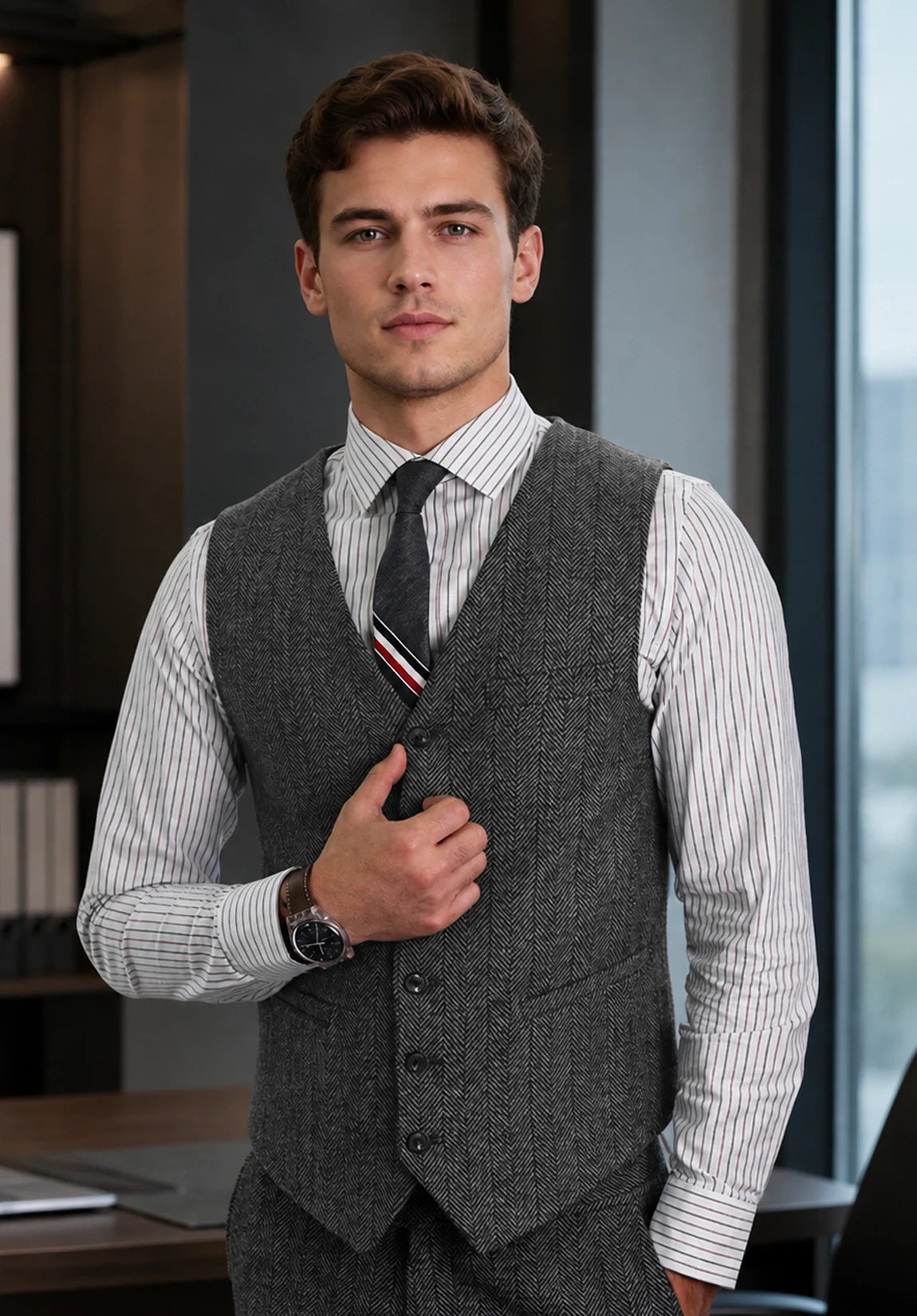 Men's dark gray vest